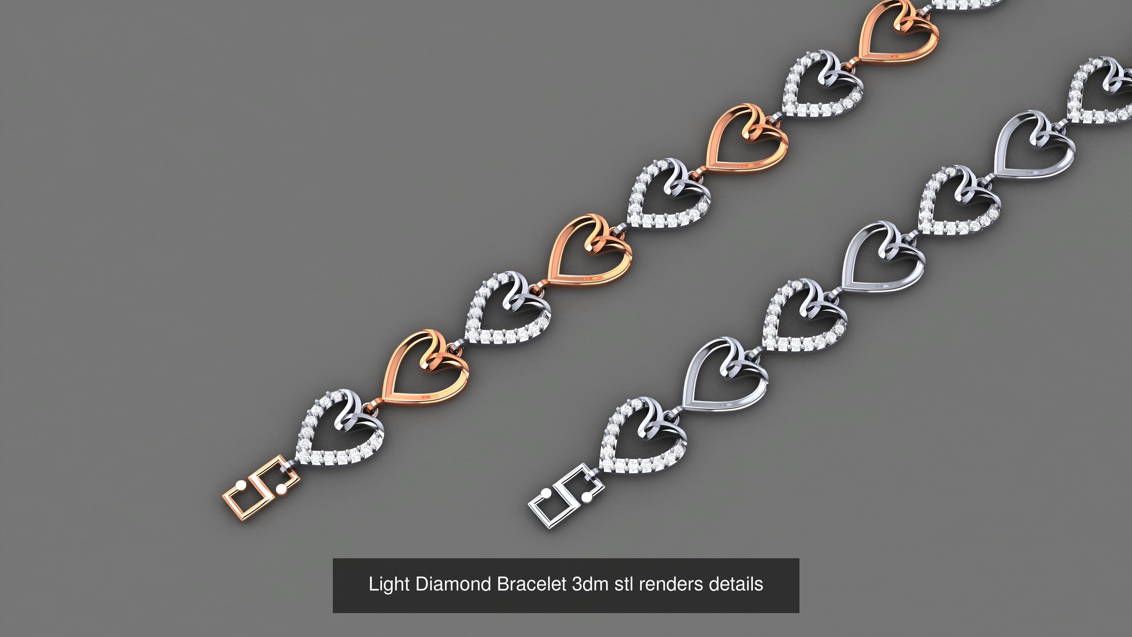50 Light Diamond Bracelet 3dm stl renders details 3D Model Collection_36