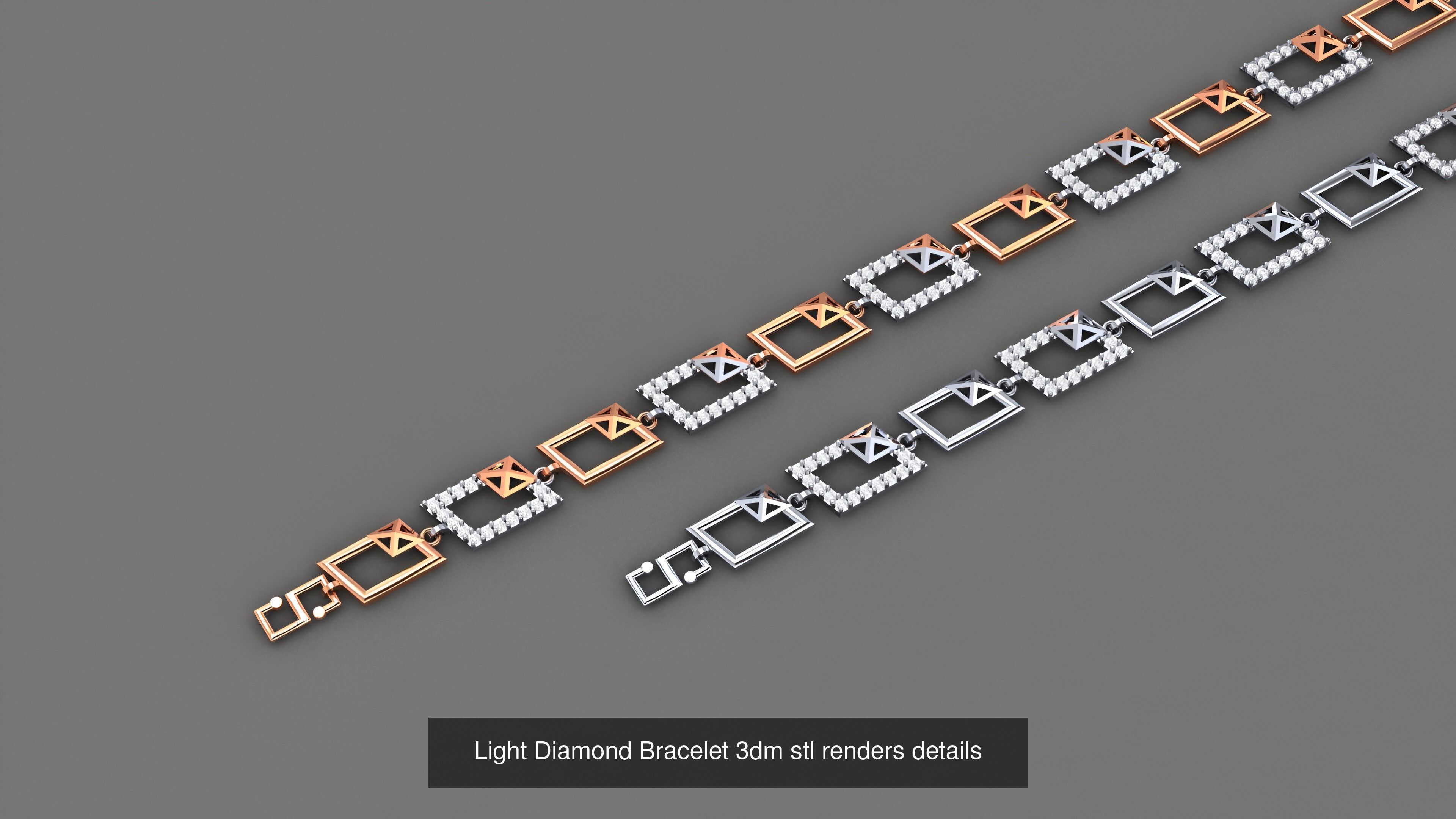 50 Light Diamond Bracelet 3dm stl renders details 3D Model Collection_4