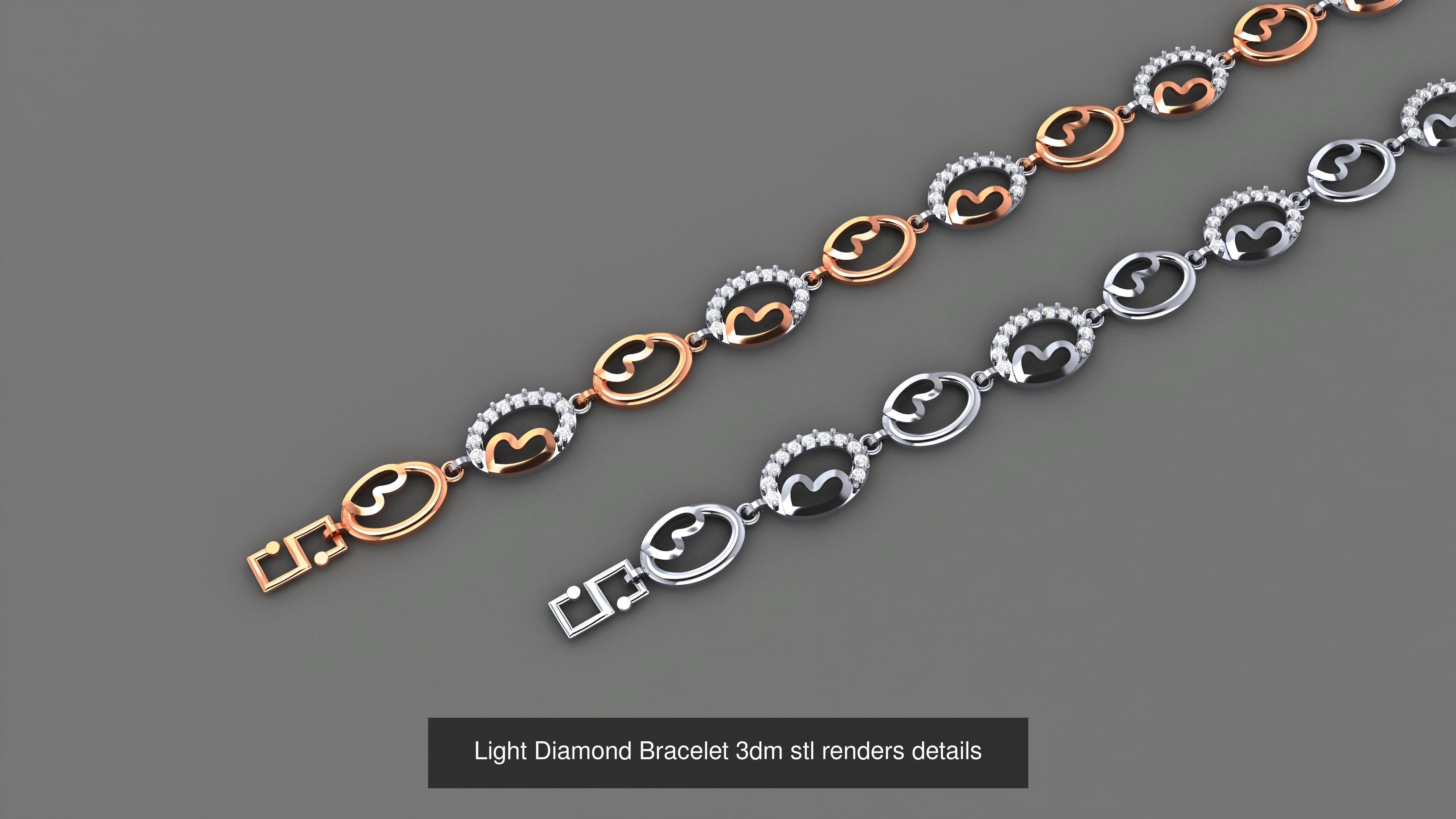 50 Light Diamond Bracelet 3dm stl renders details 3D Model Collection_43