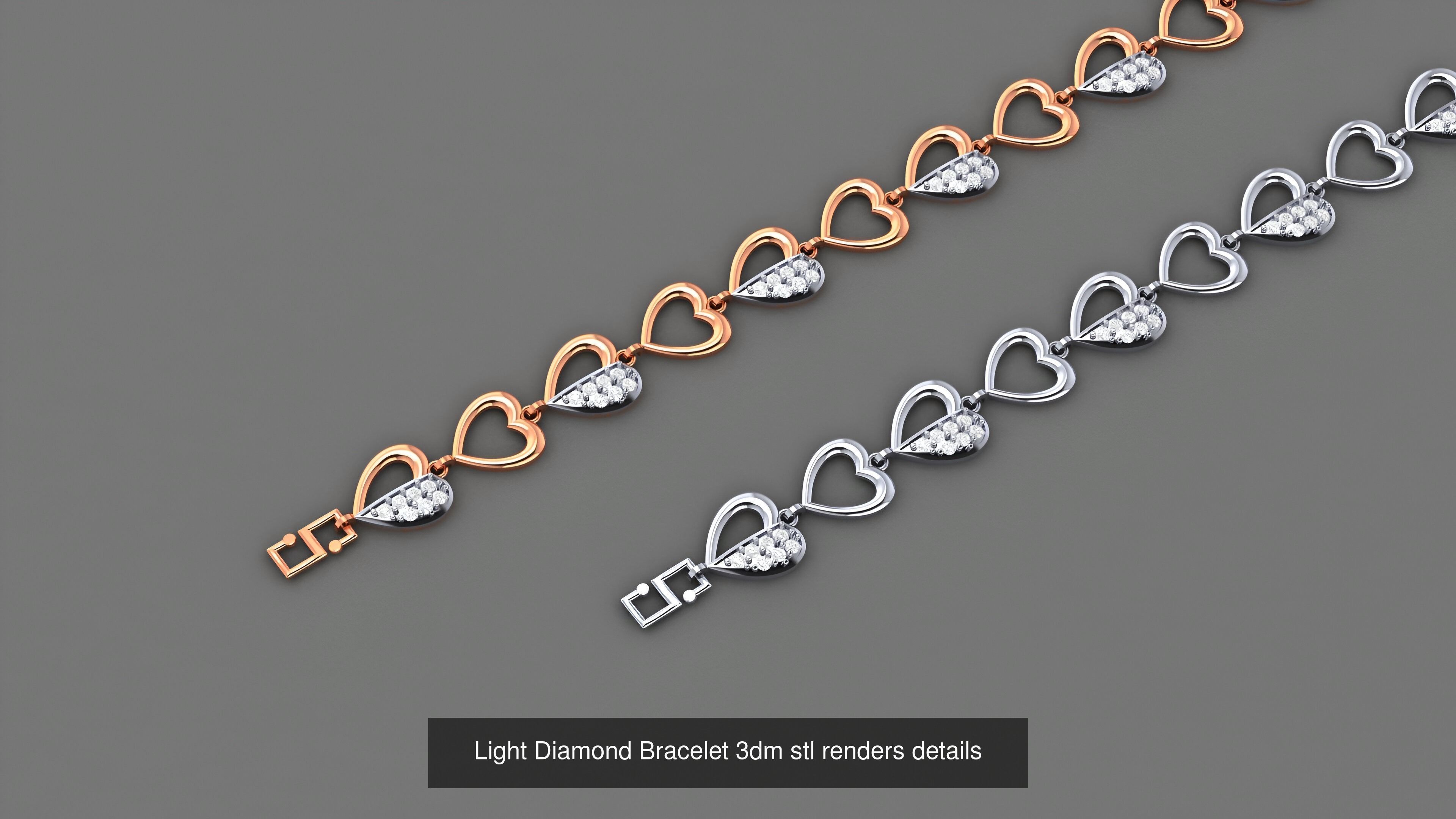 50 Light Diamond Bracelet 3dm stl renders details 3D Model Collection_3