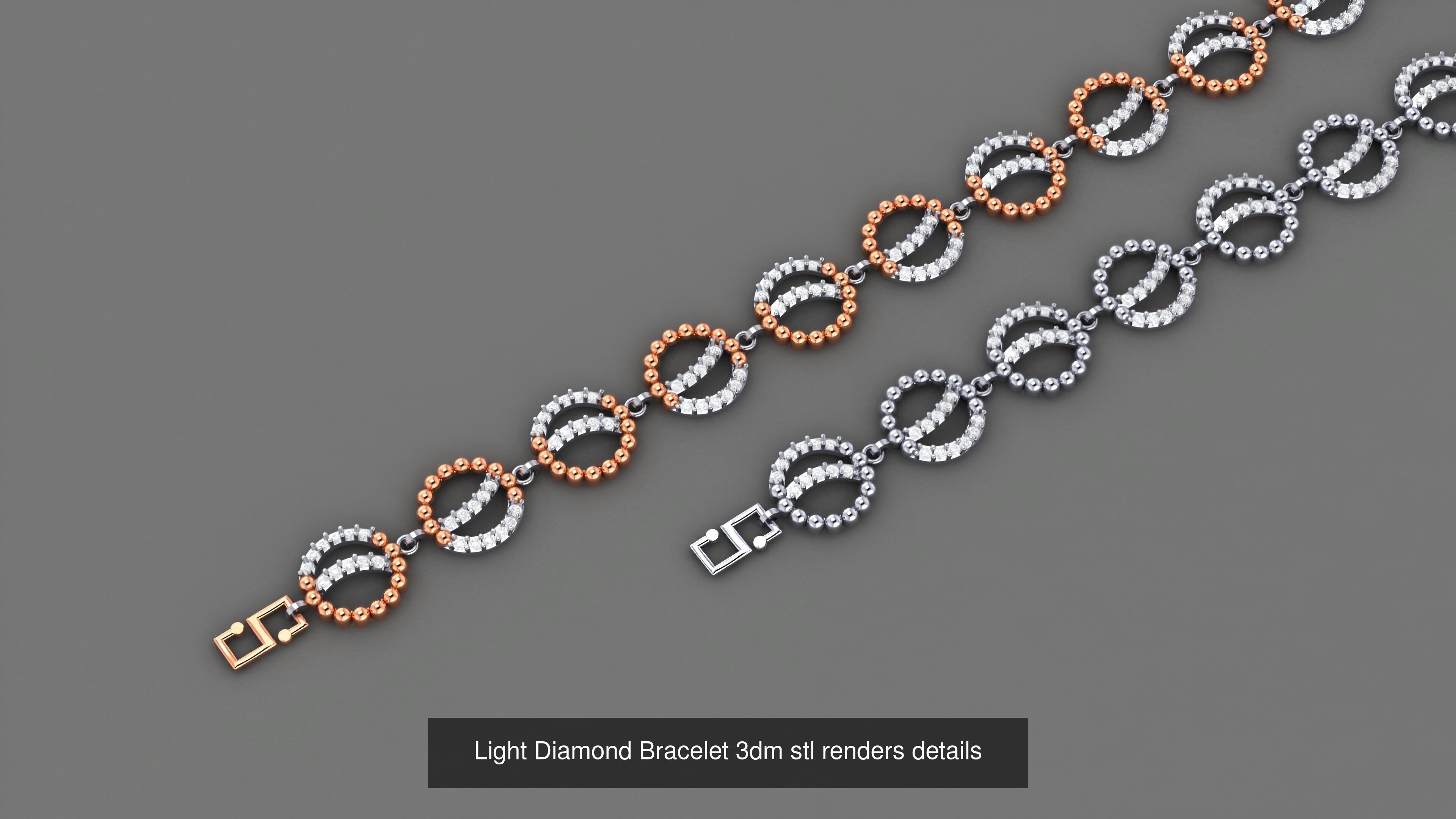 50 Light Diamond Bracelet 3dm stl renders details 3D Model Collection_47