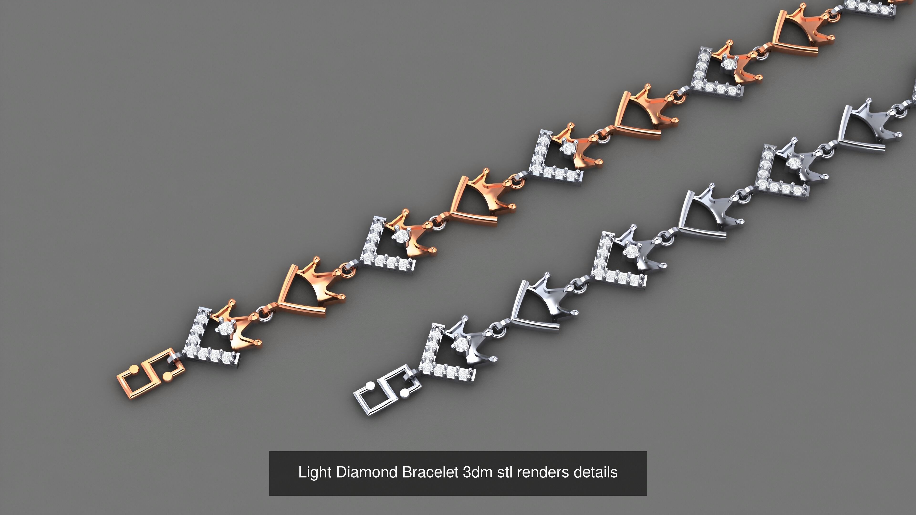50 Light Diamond Bracelet 3dm stl renders details 3D Model Collection_30
