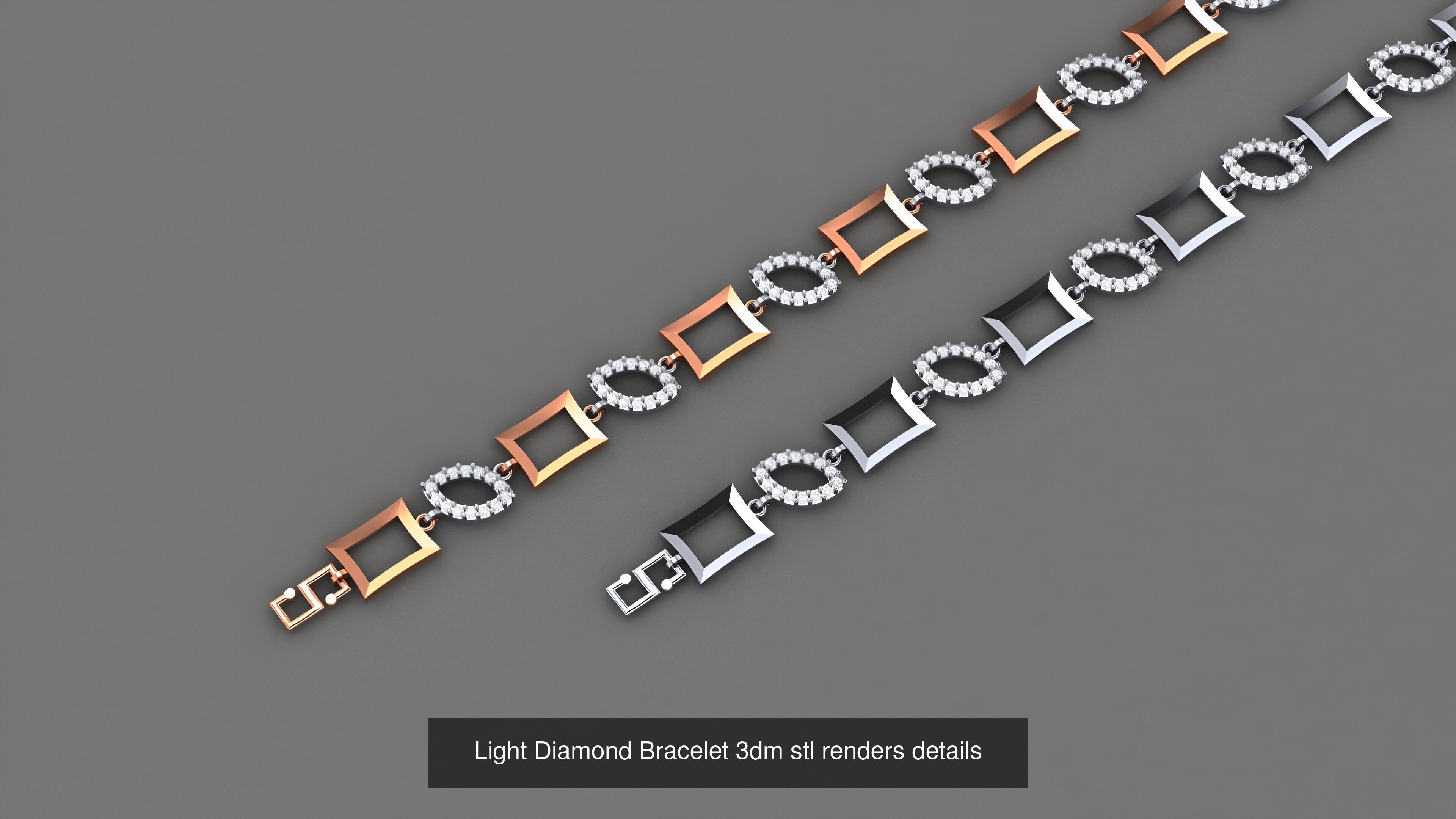 50 Light Diamond Bracelet 3dm stl renders details 3D Model Collection_29