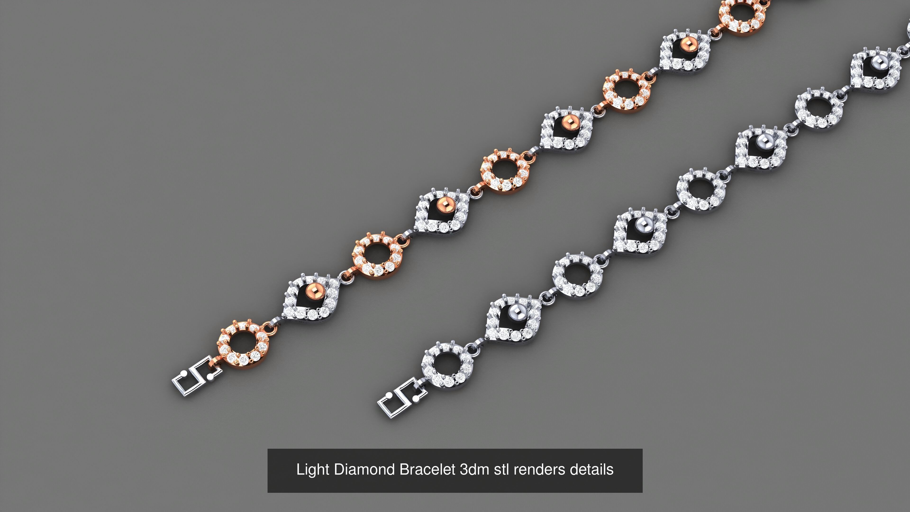50 Light Diamond Bracelet 3dm stl renders details 3D Model Collection_14