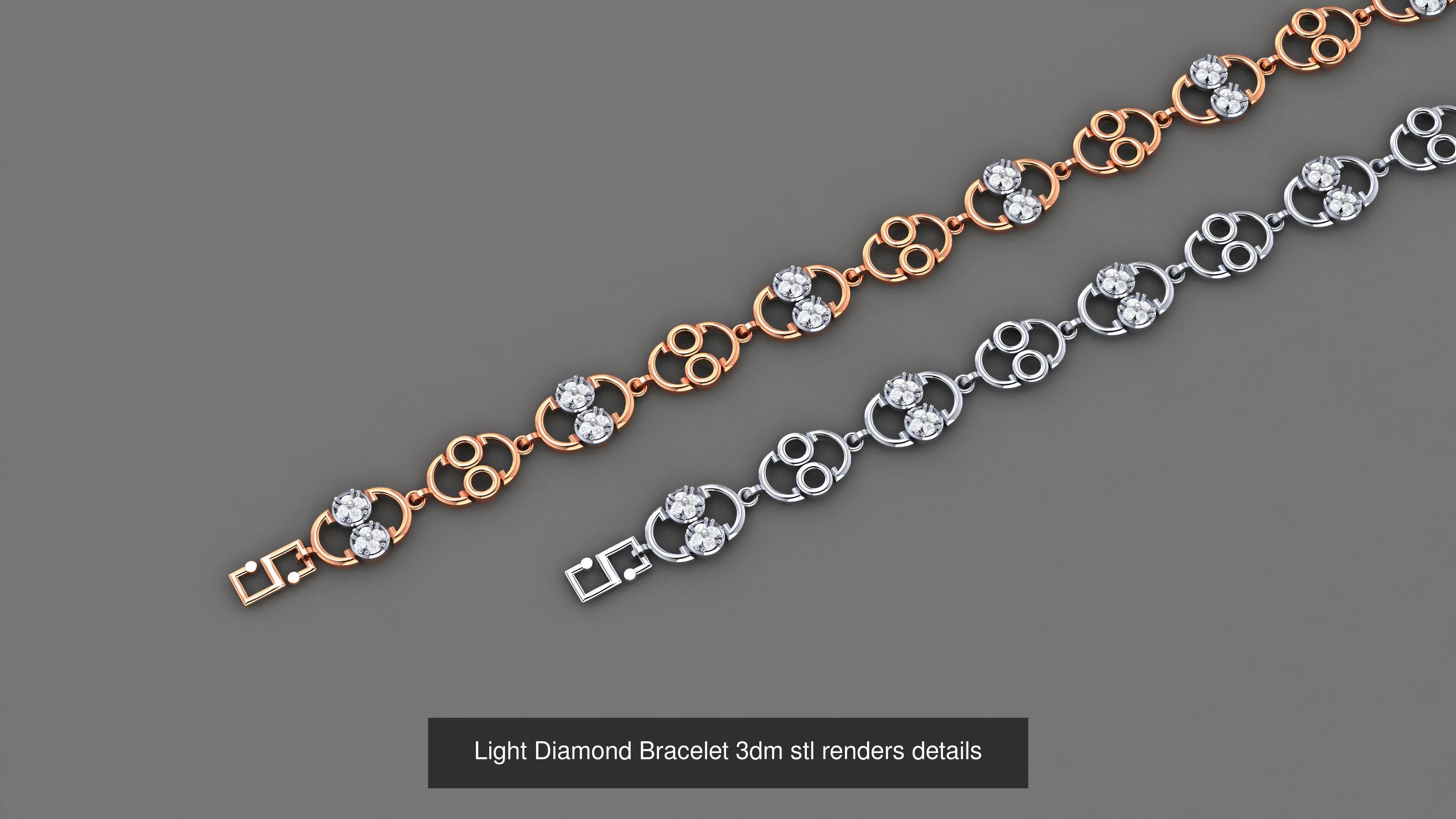 50 Light Diamond Bracelet 3dm stl renders details 3D Model Collection_40