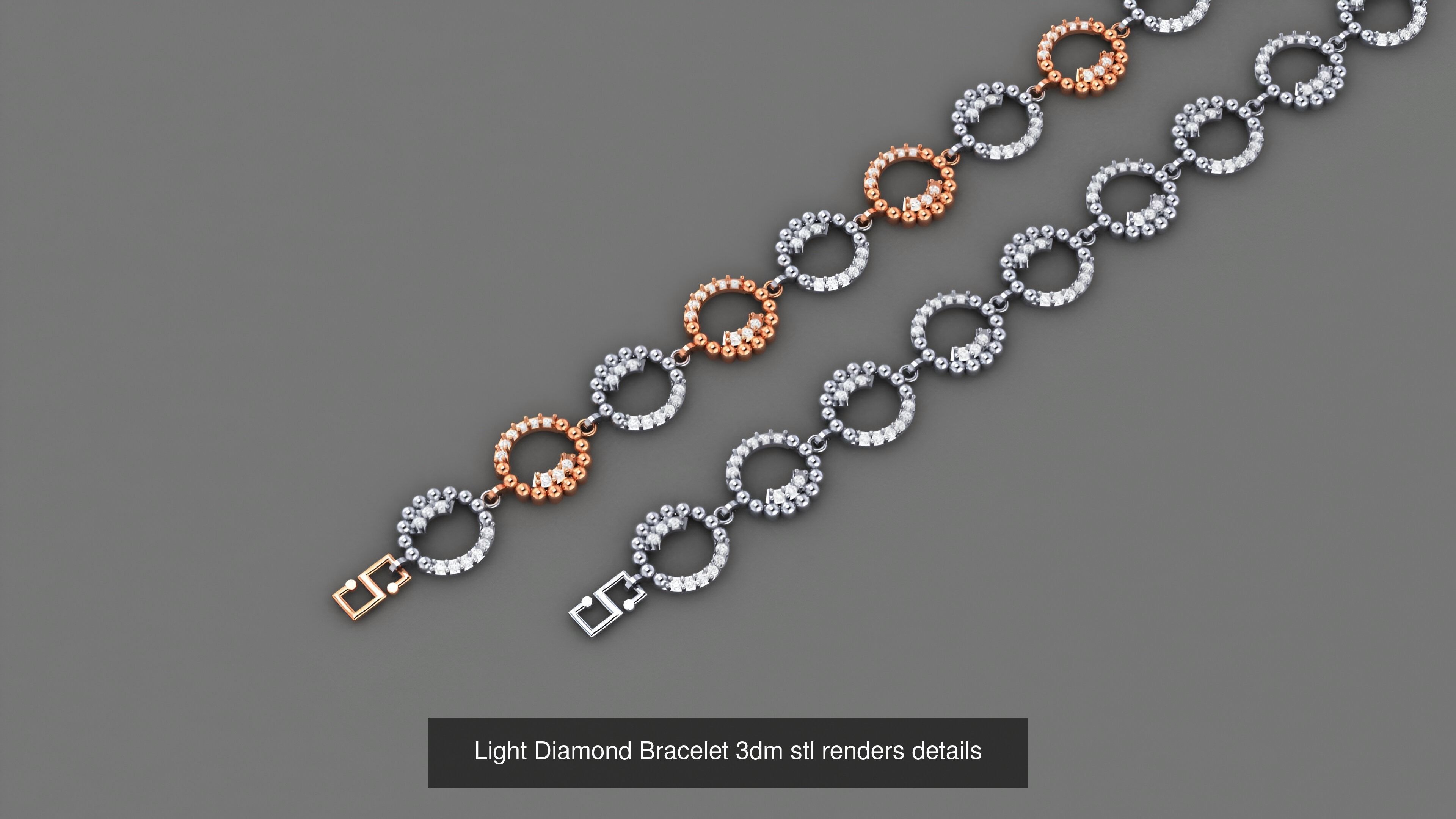 50 Light Diamond Bracelet 3dm stl renders details 3D Model Collection_12