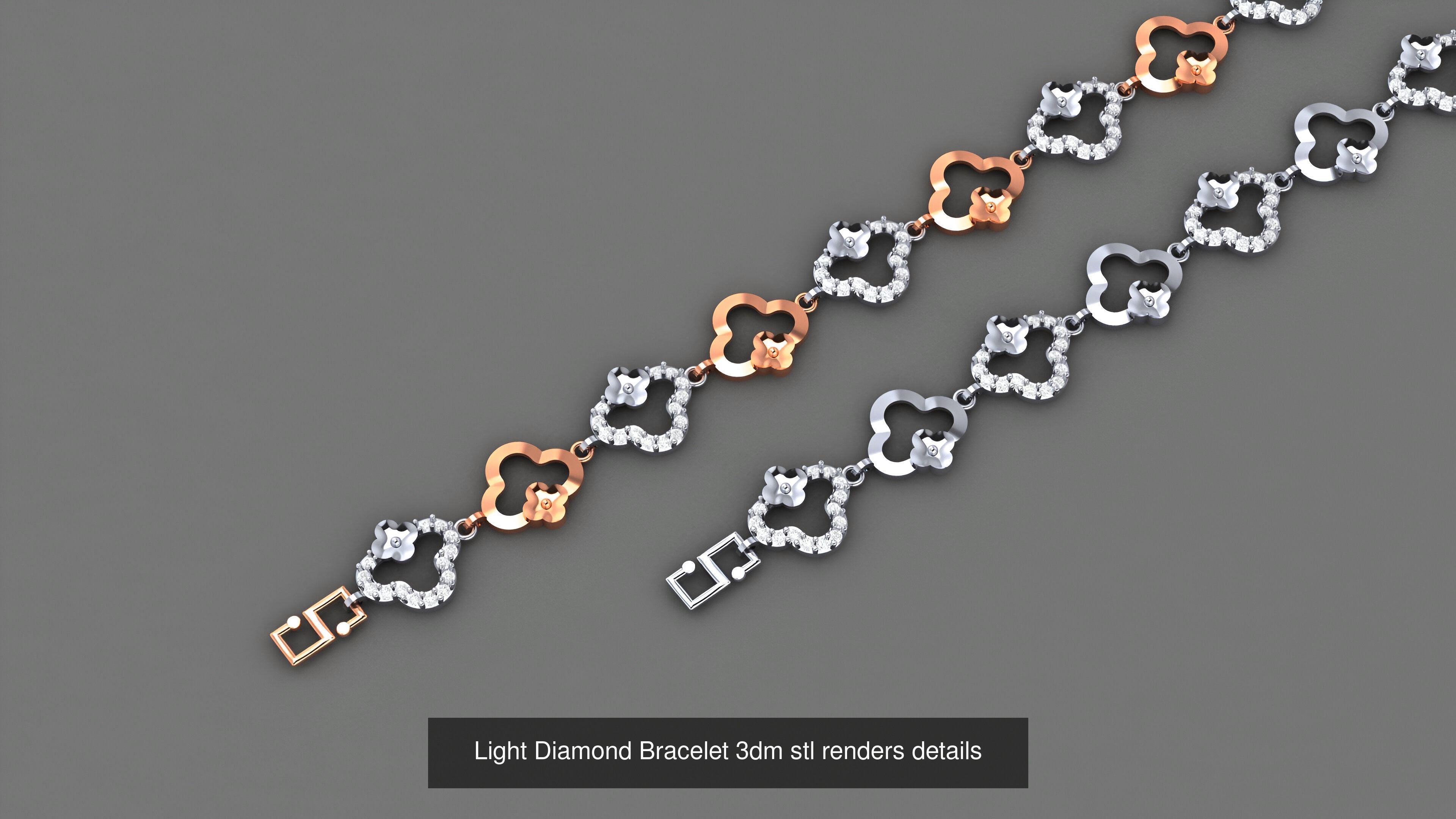 50 Light Diamond Bracelet 3dm stl renders details 3D Model Collection_35