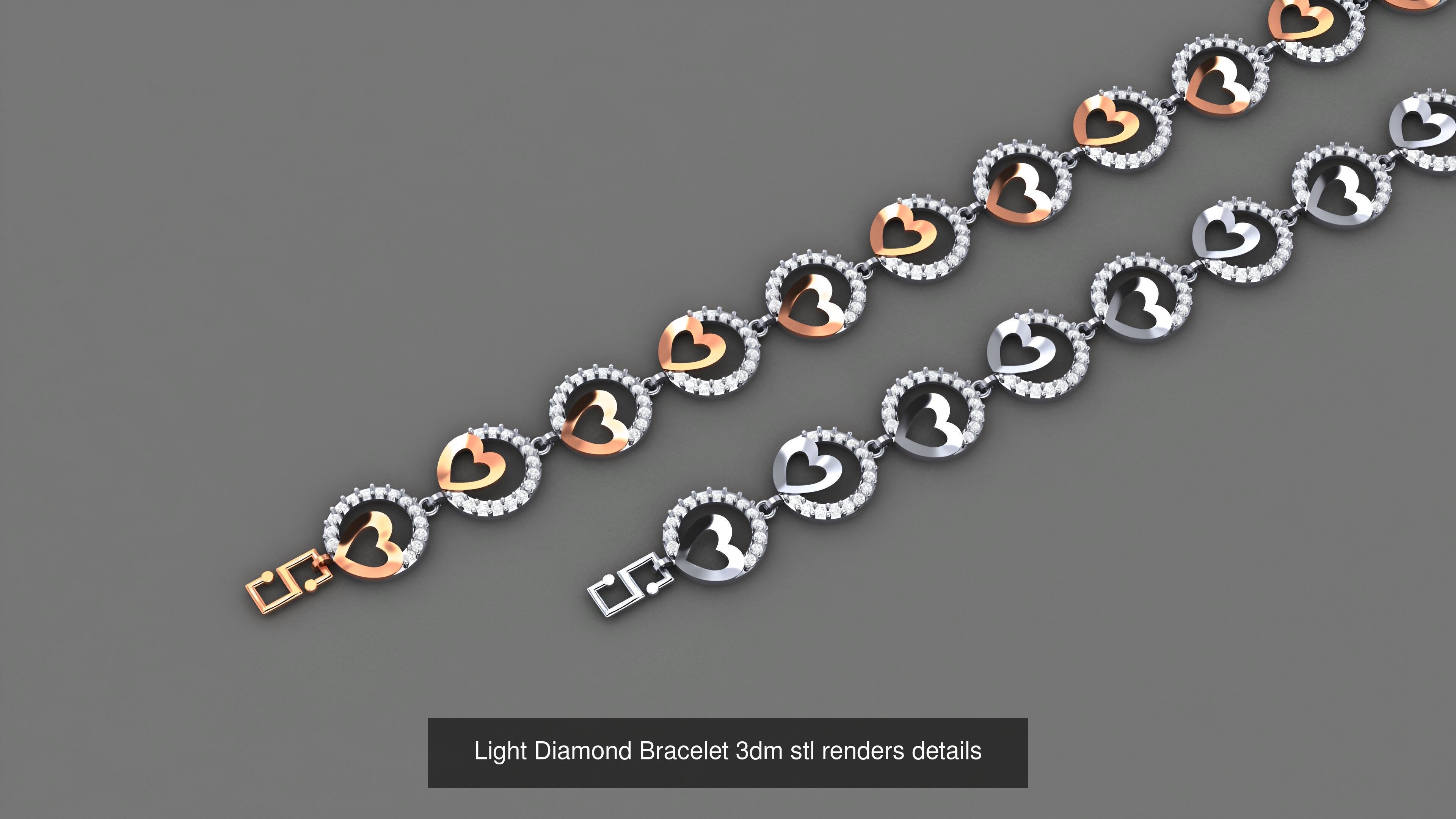 50 Light Diamond Bracelet 3dm stl renders details 3D Model Collection_5