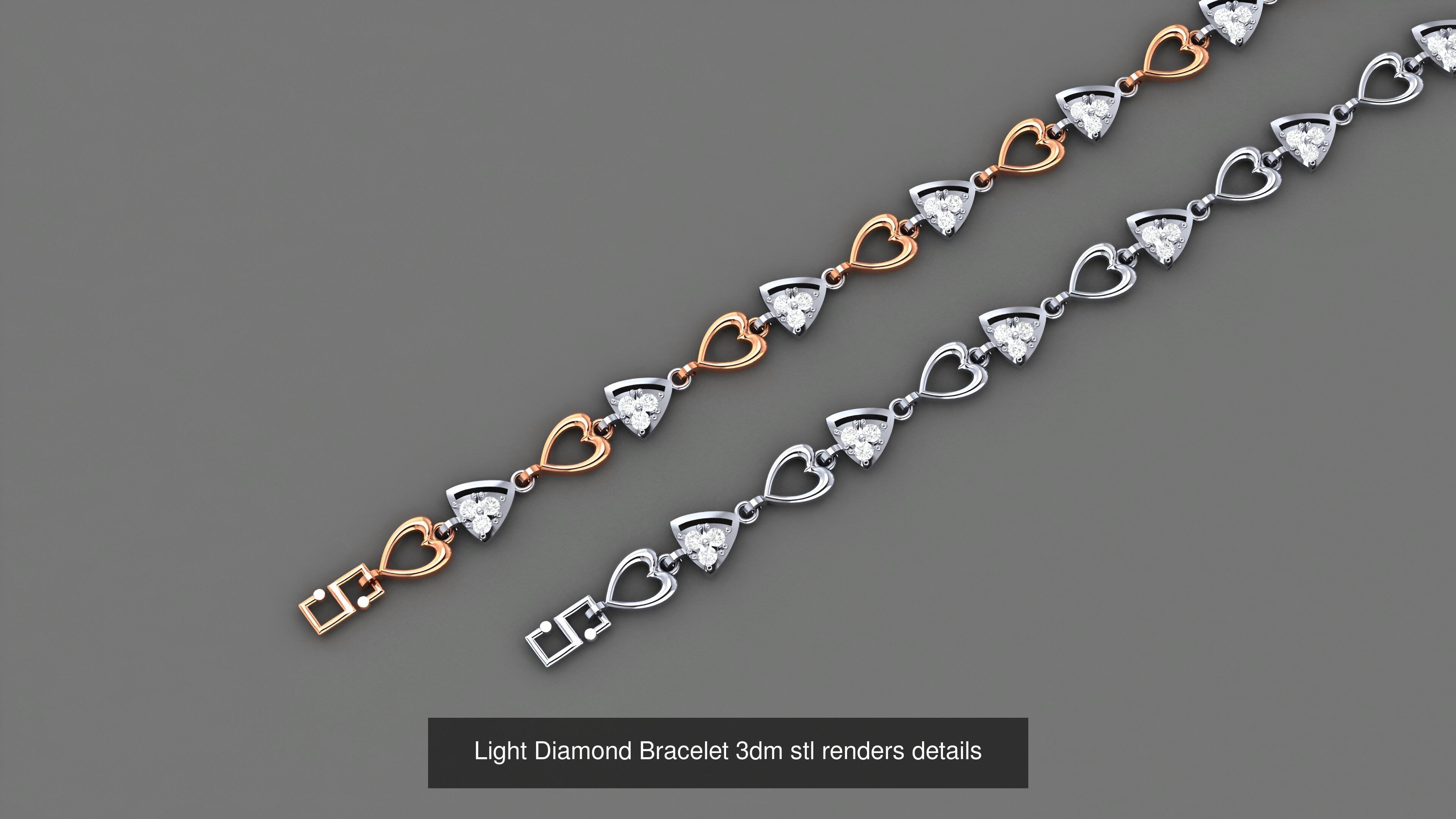 50 Light Diamond Bracelet 3dm stl renders details 3D Model Collection_24