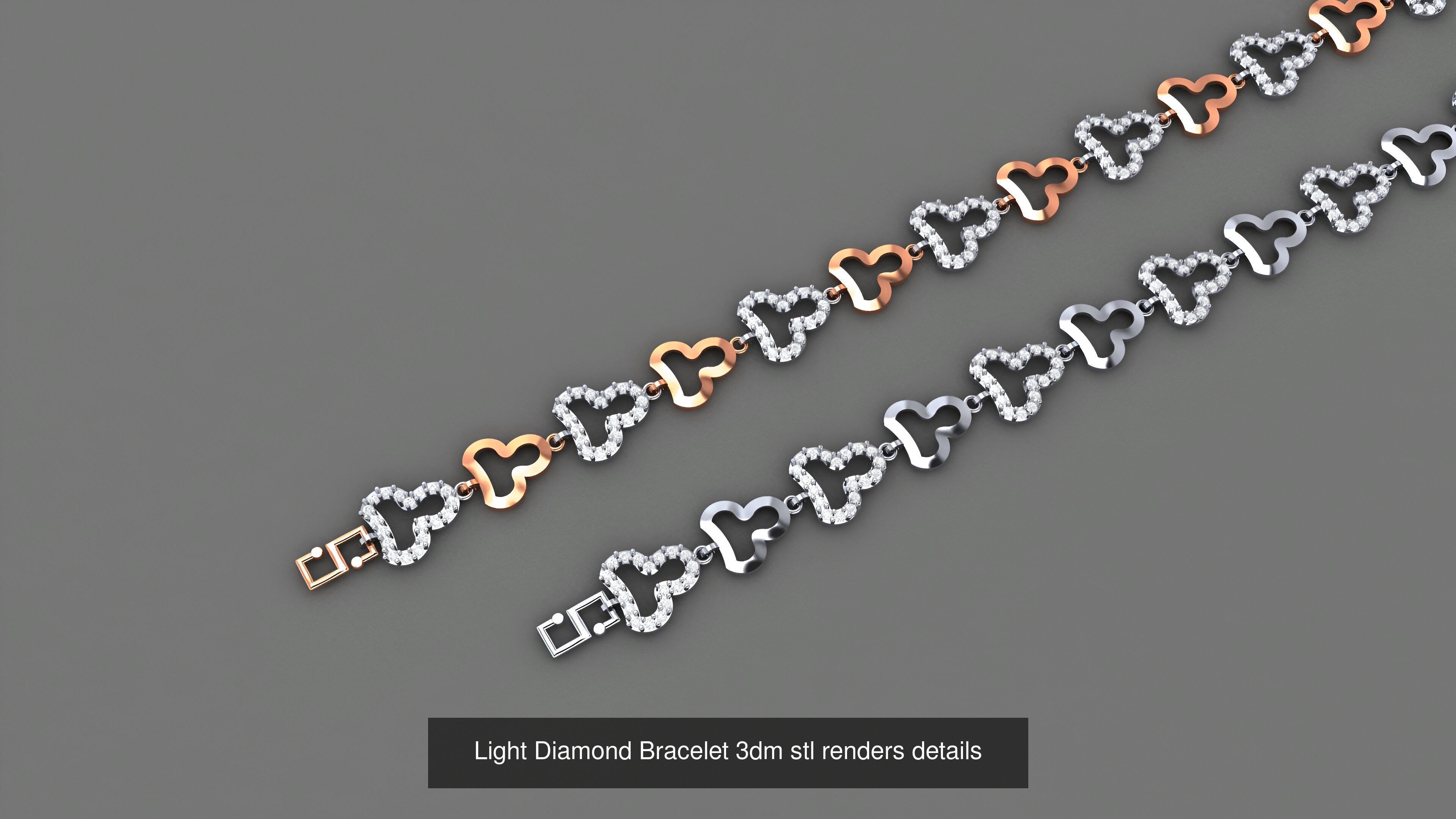50 Light Diamond Bracelet 3dm stl renders details 3D Model Collection_45