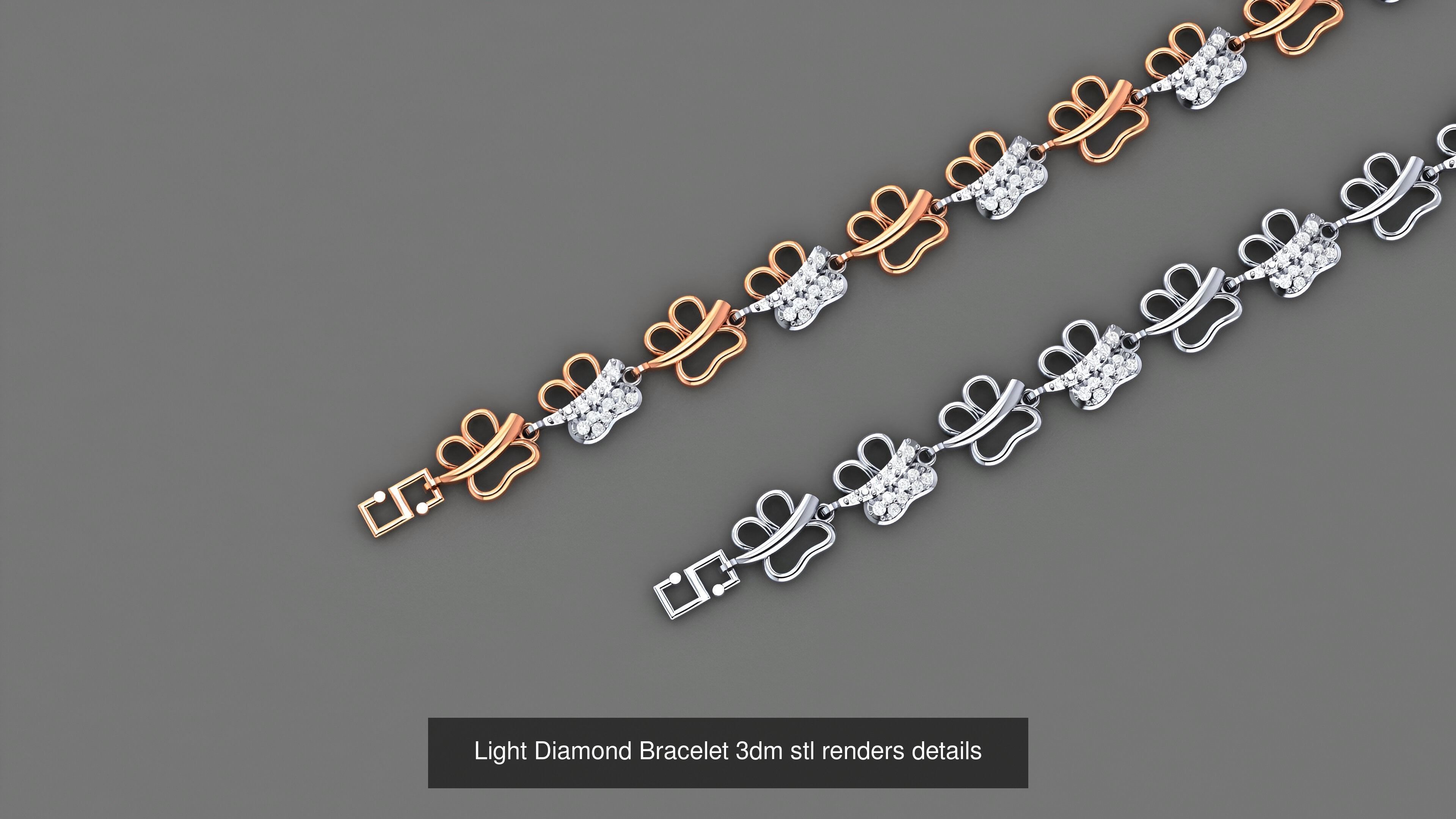 50 Light Diamond Bracelet 3dm stl renders details 3D Model Collection_50
