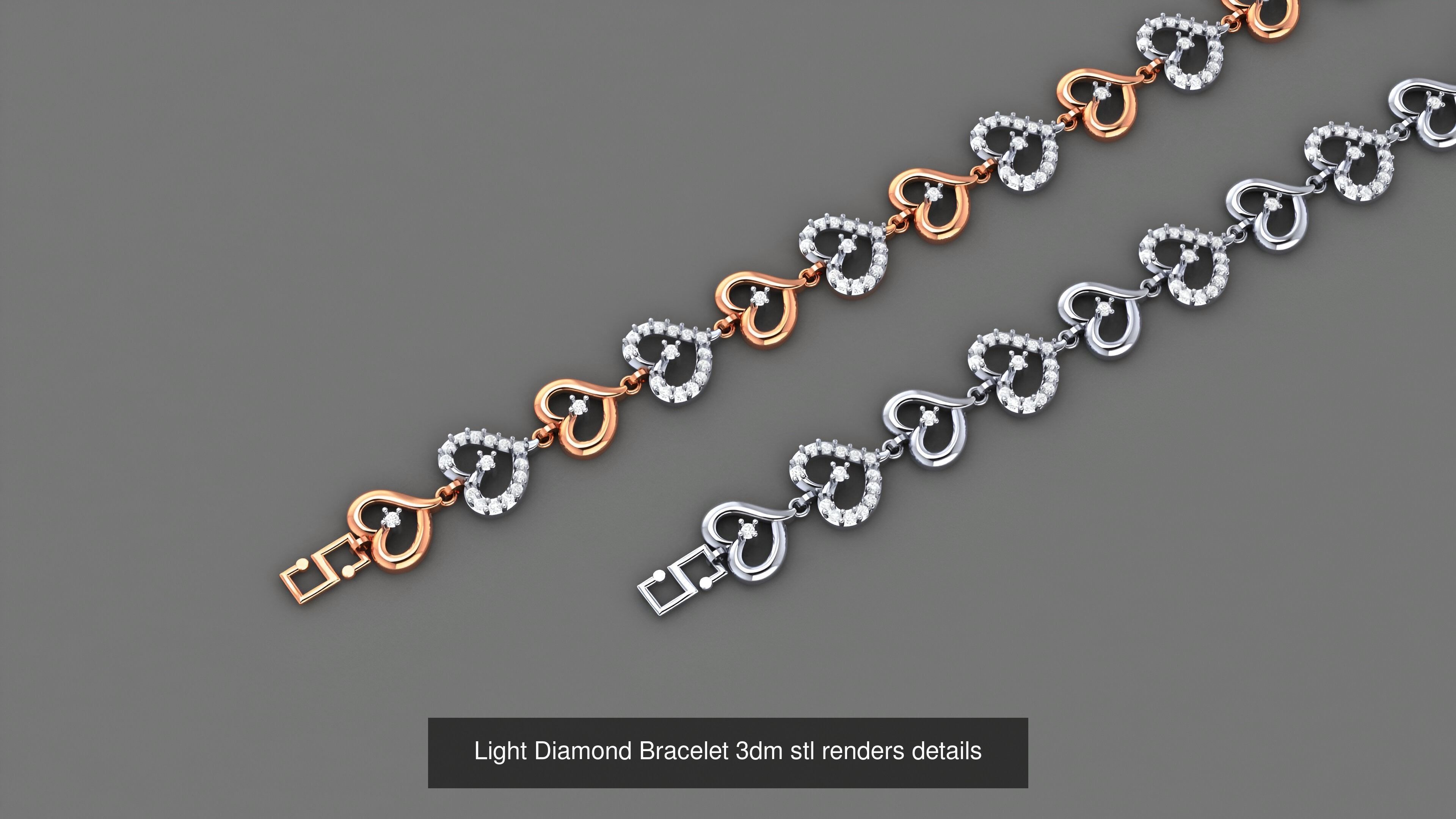50 Light Diamond Bracelet 3dm stl renders details 3D Model Collection_42