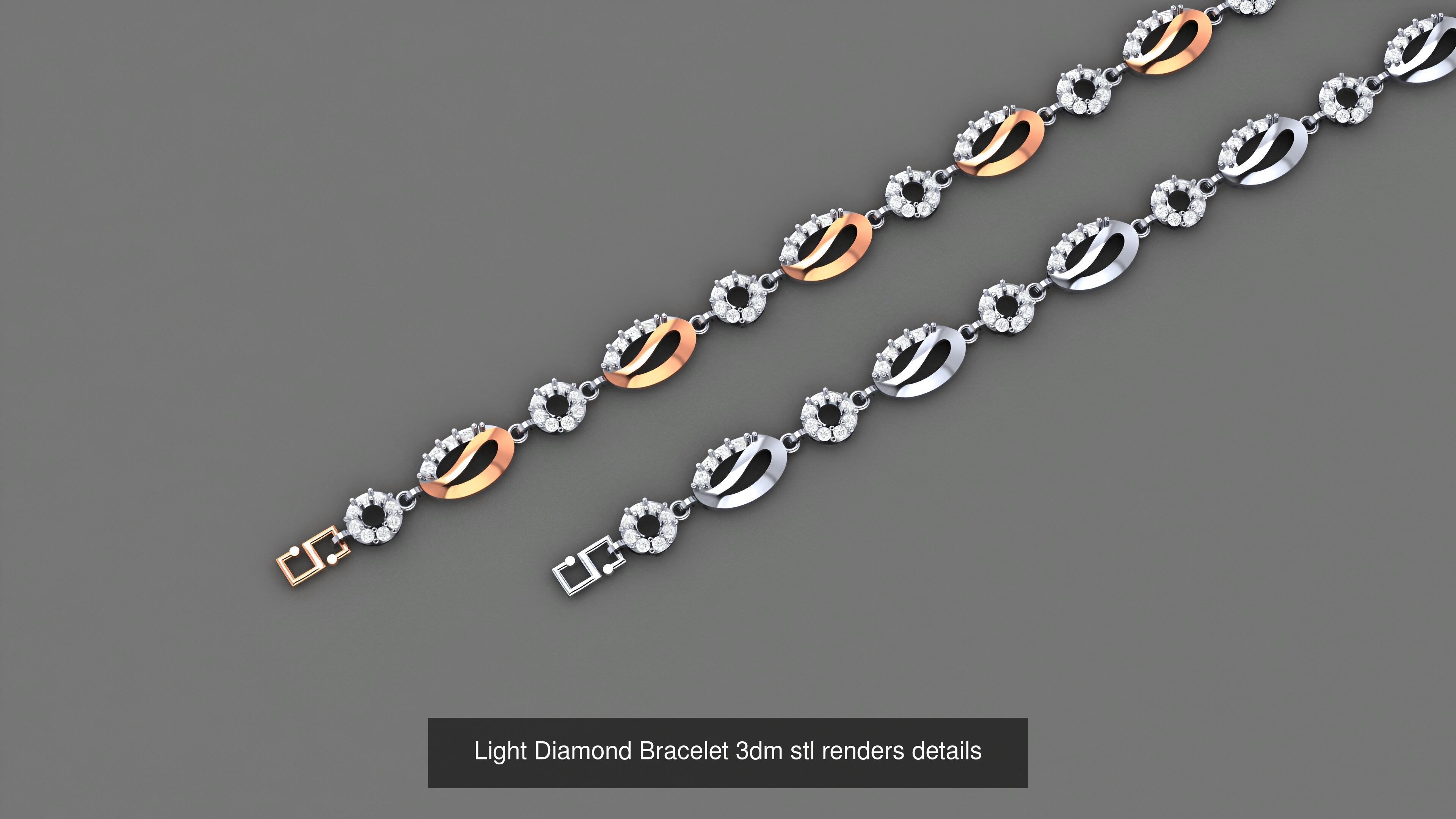 50 Light Diamond Bracelet 3dm stl renders details 3D Model Collection_28