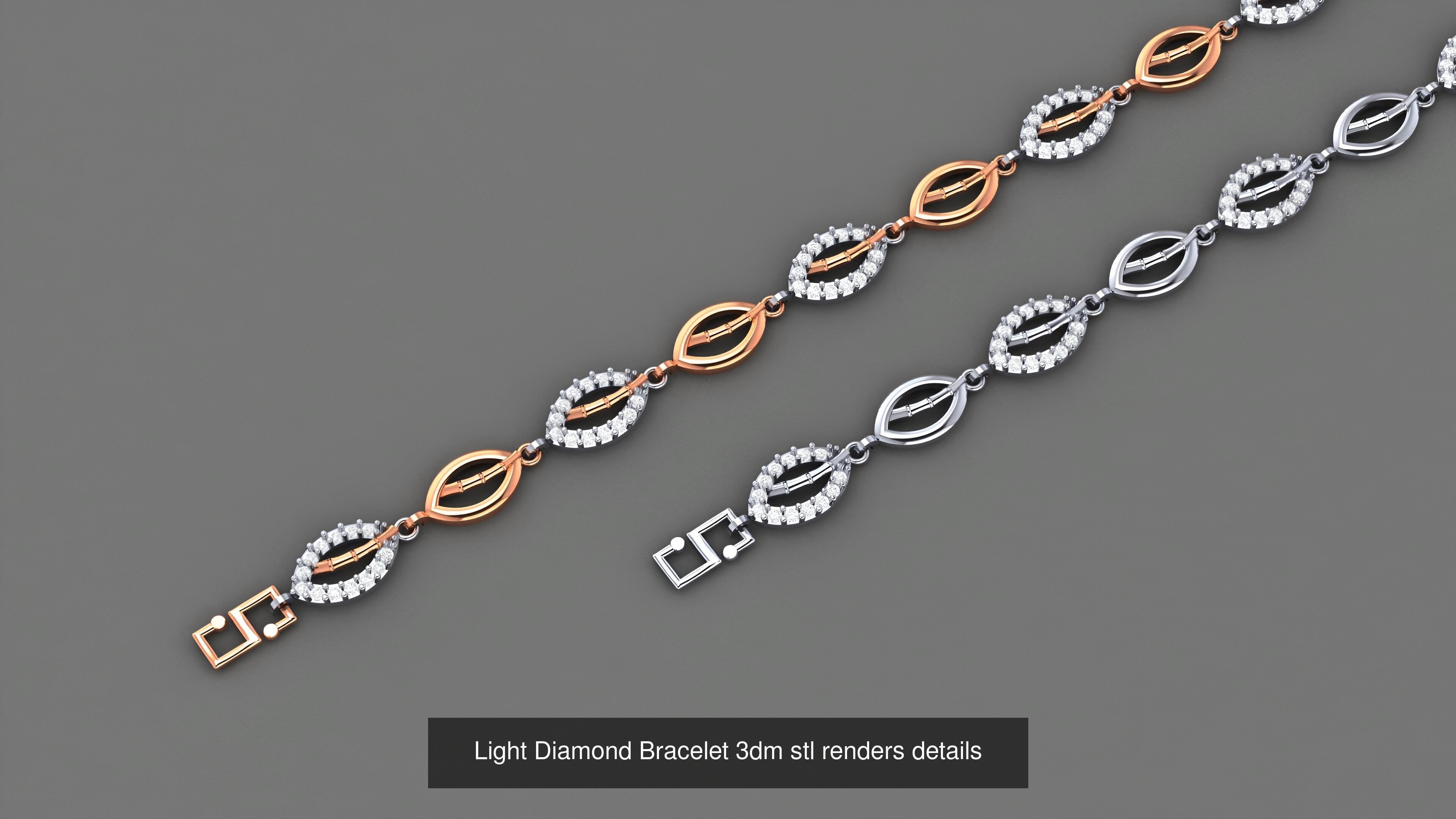 50 Light Diamond Bracelet 3dm stl renders details 3D Model Collection_38