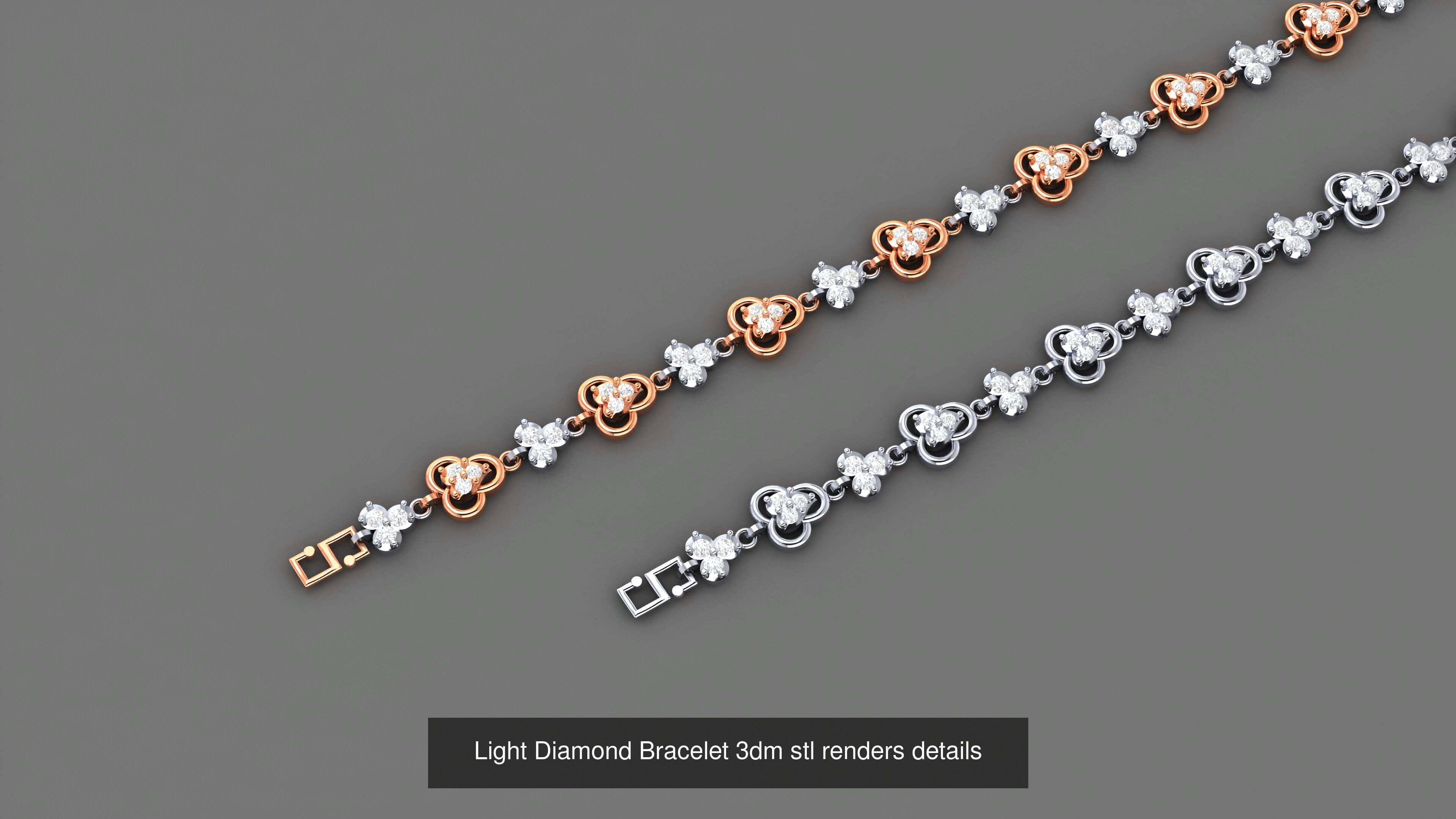 50 Light Diamond Bracelet 3dm stl renders details 3D Model Collection_15