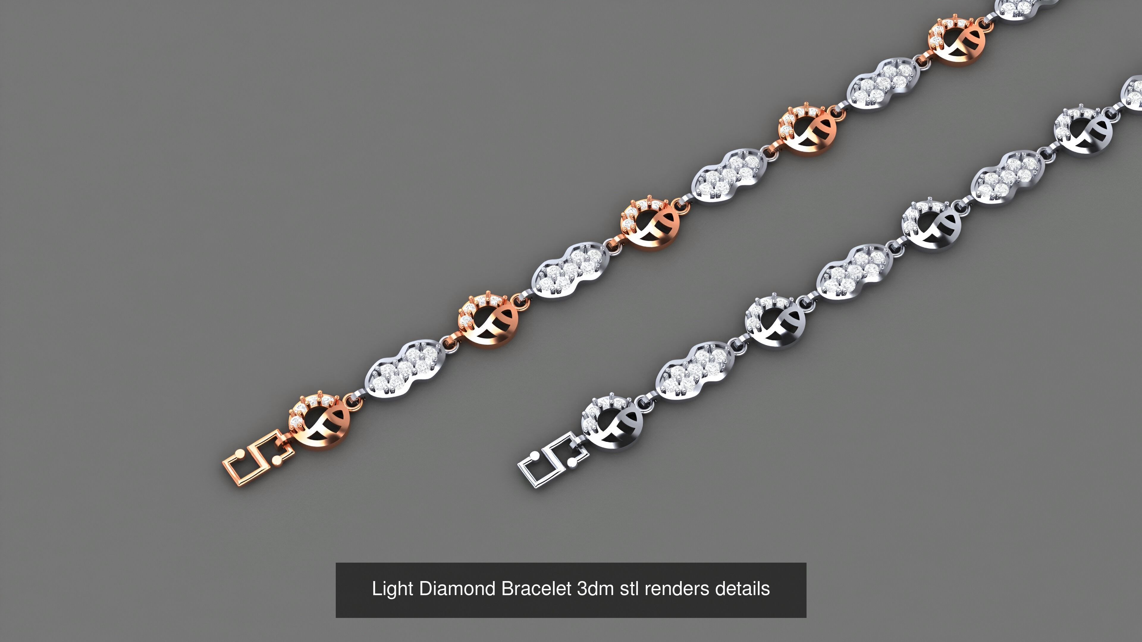 50 Light Diamond Bracelet 3dm stl renders details 3D Model Collection_16