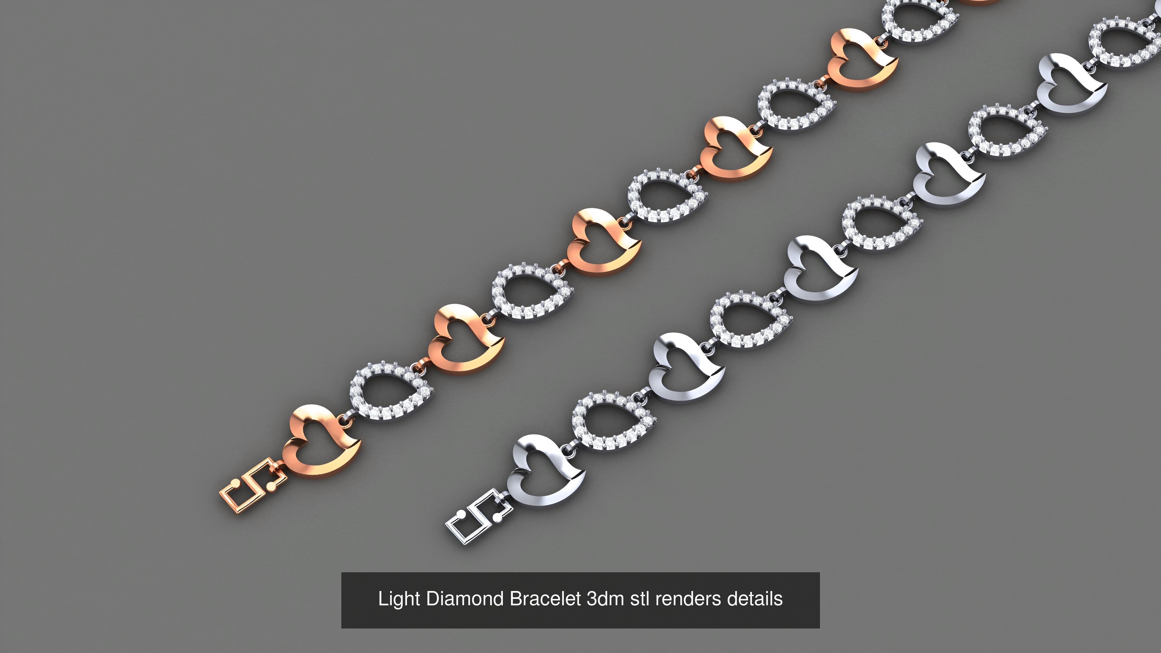 50 Light Diamond Bracelet 3dm stl renders details 3D Model Collection_9