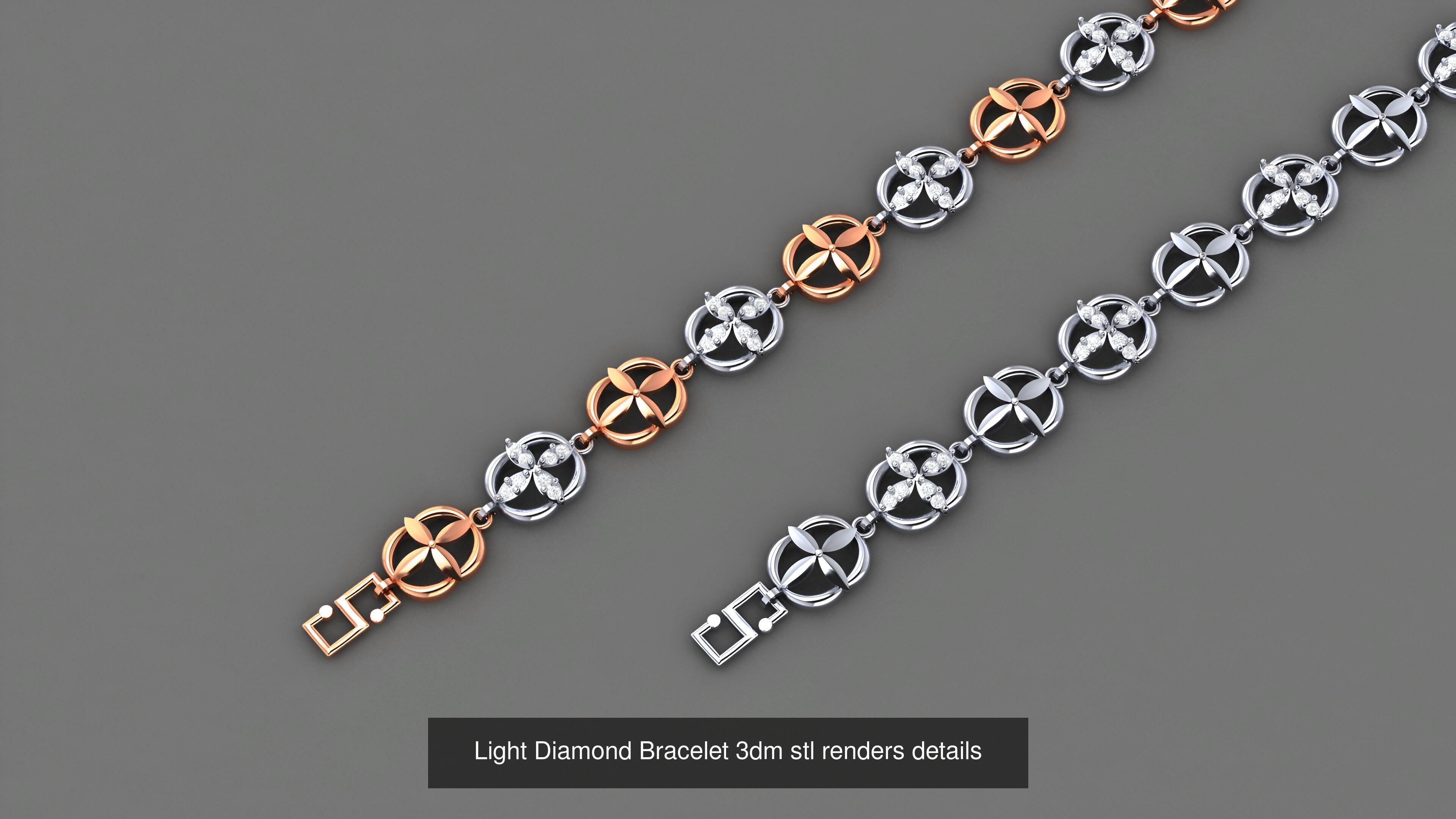 50 Light Diamond Bracelet 3dm stl renders details 3D Model Collection_49