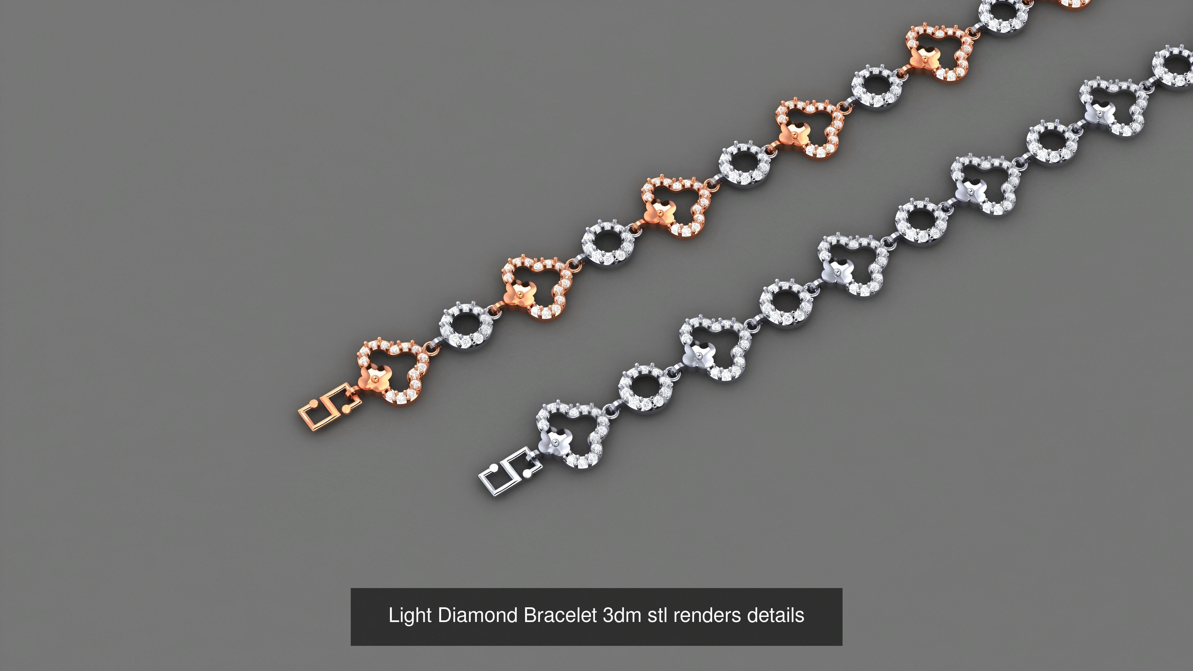 50 Light Diamond Bracelet 3dm stl renders details 3D Model Collection_10
