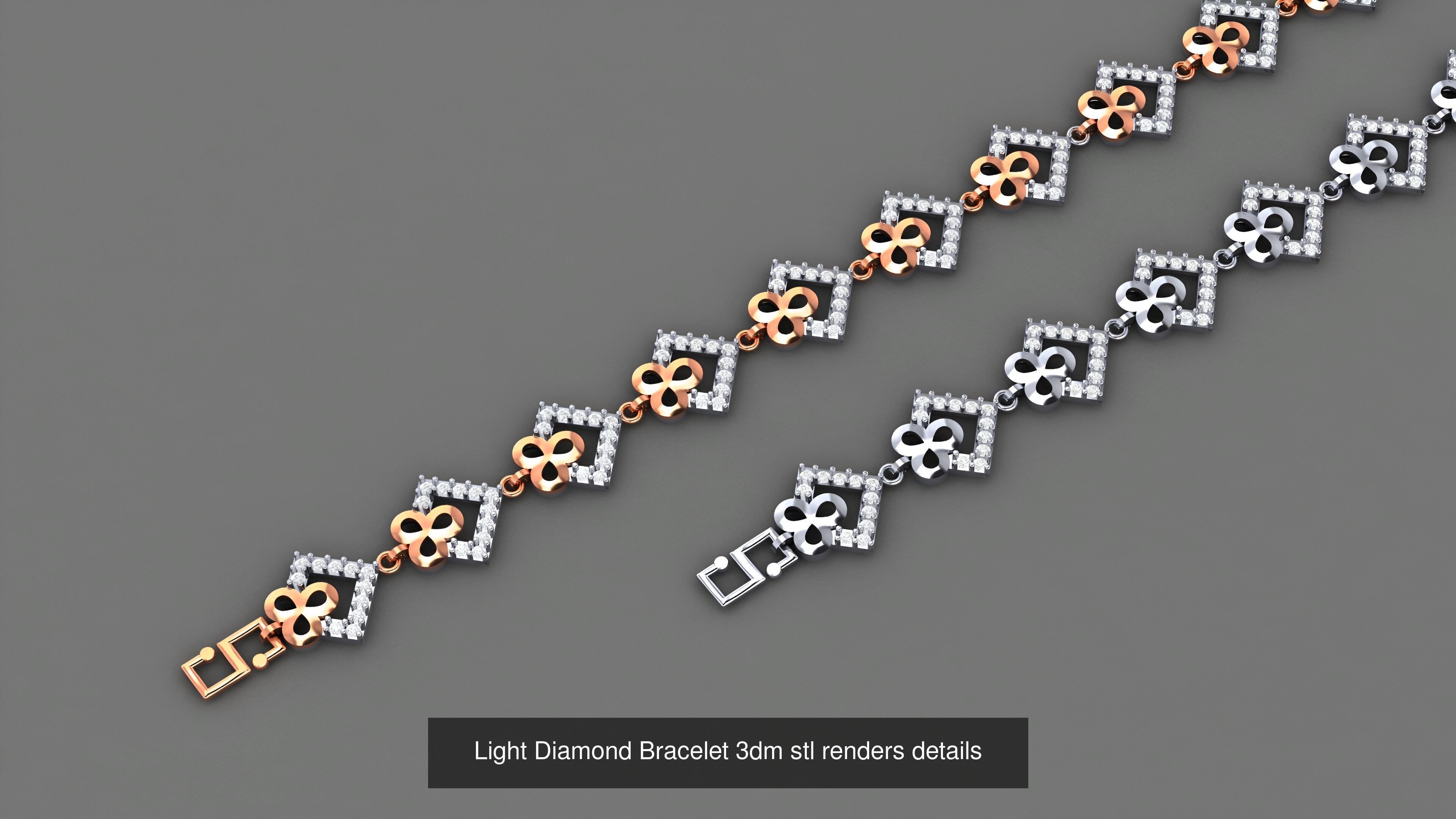 50 Light Diamond Bracelet 3dm stl renders details 3D Model Collection_39