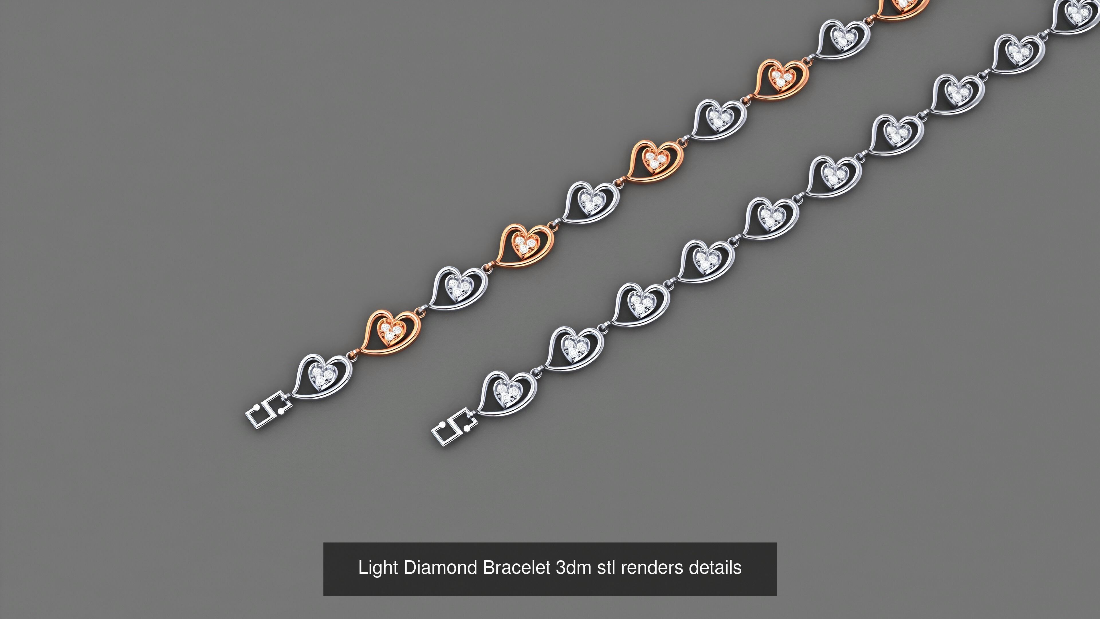 50 Light Diamond Bracelet 3dm stl renders details 3D Model Collection_20