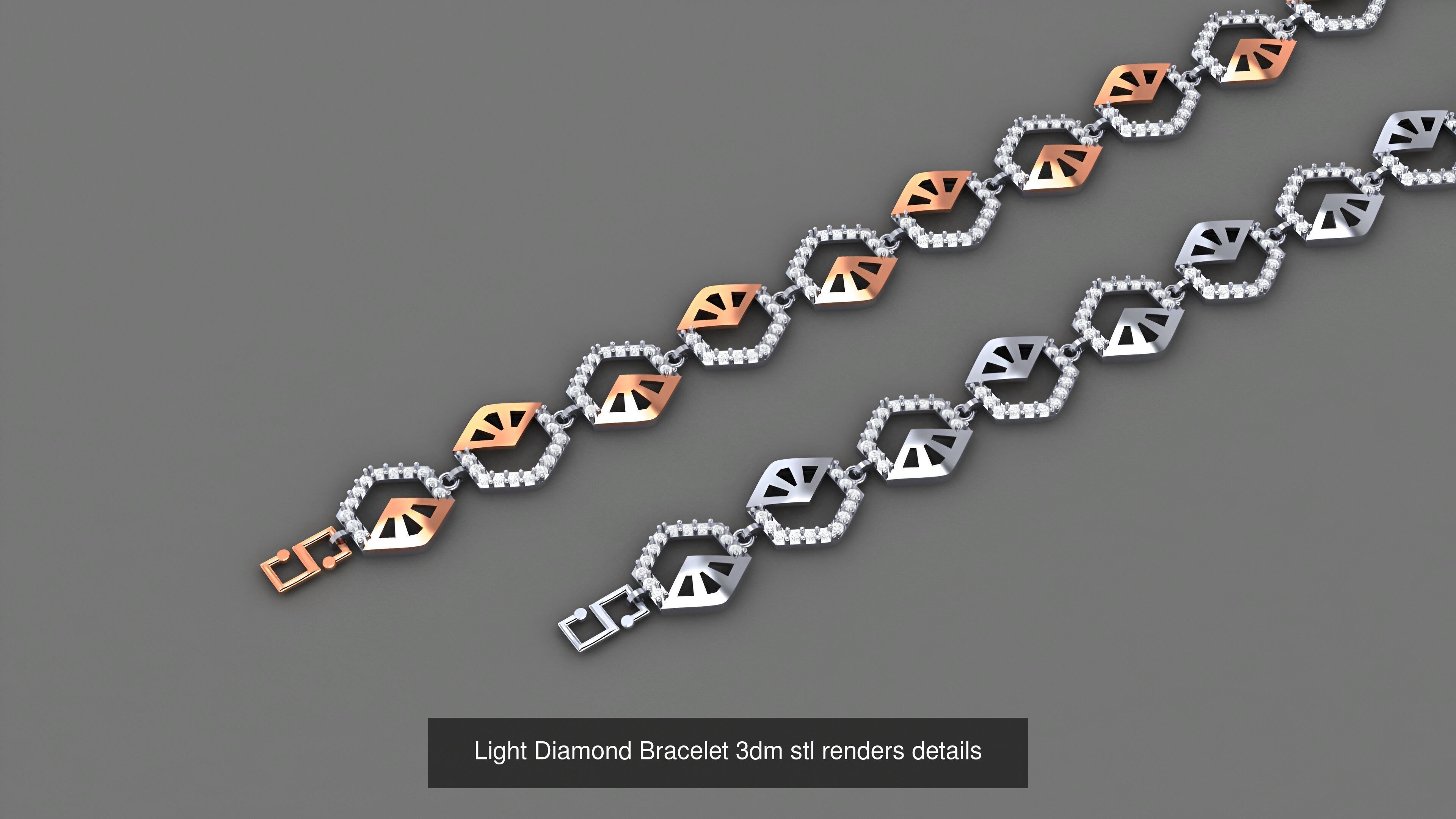 50 Light Diamond Bracelet 3dm stl renders details 3D Model Collection_8