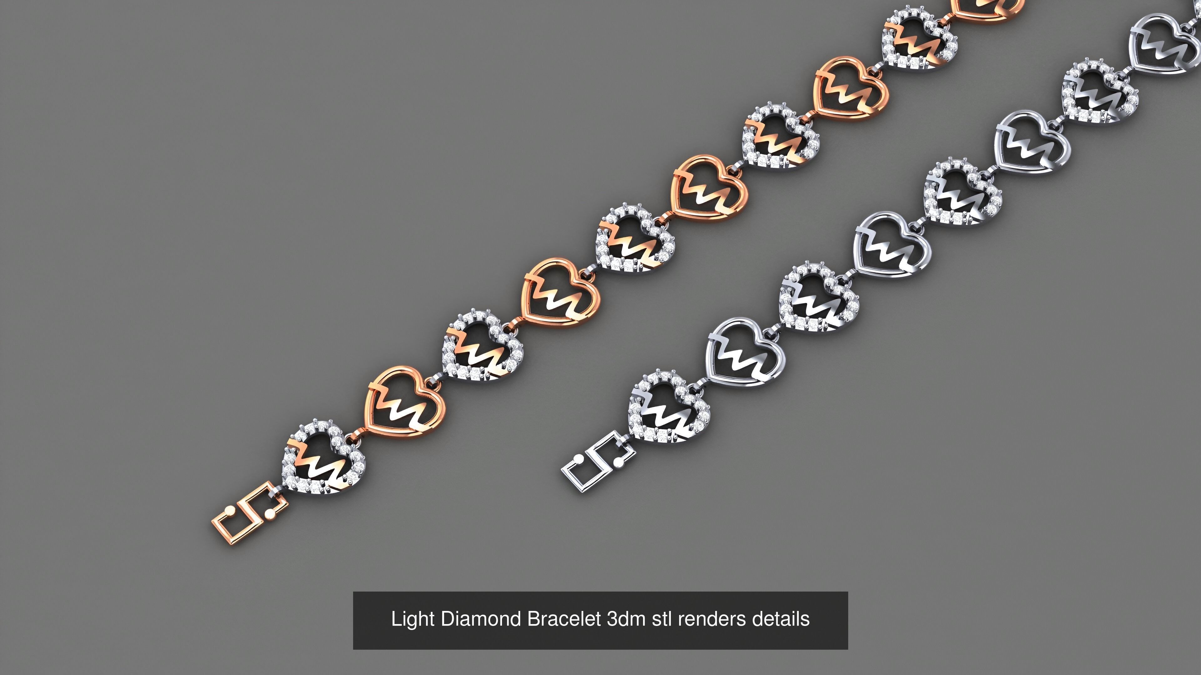 50 Light Diamond Bracelet 3dm stl renders details 3D Model Collection_37