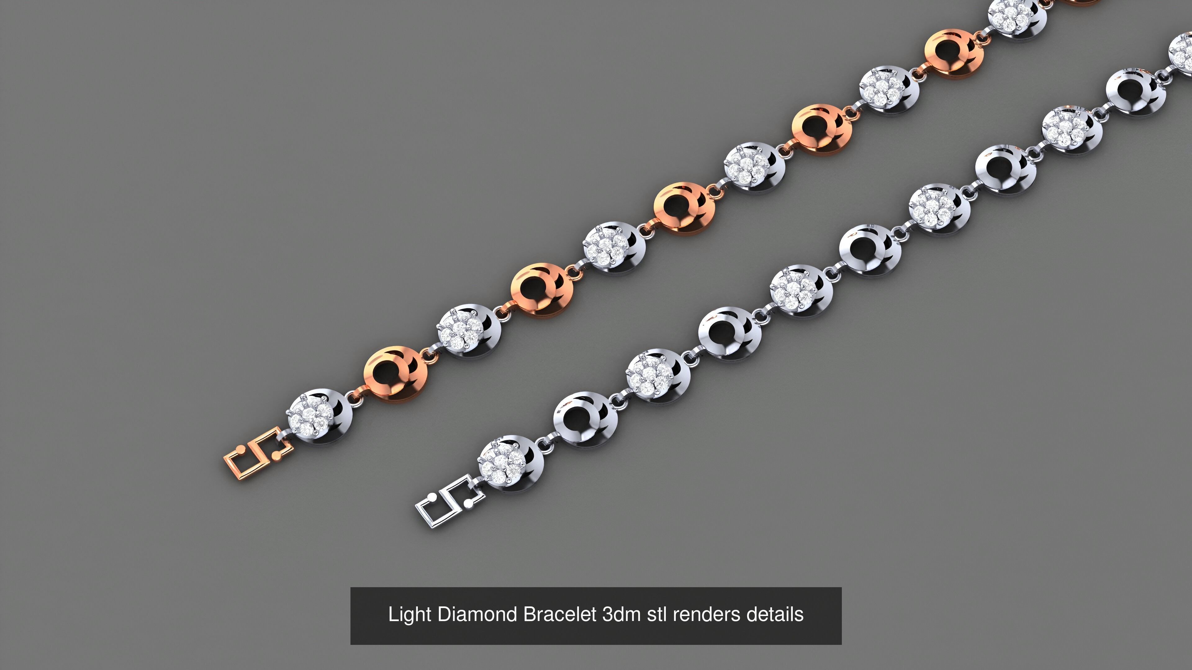 50 Light Diamond Bracelet 3dm stl renders details 3D Model Collection_17