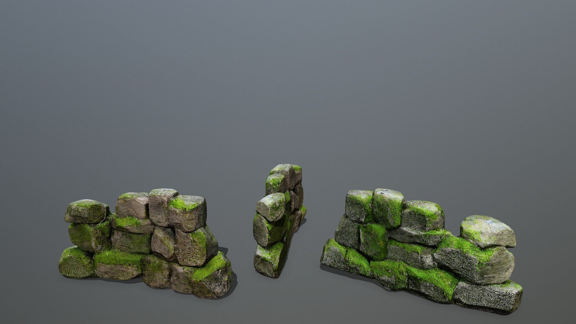 Wall set Low-poly 3D model_3