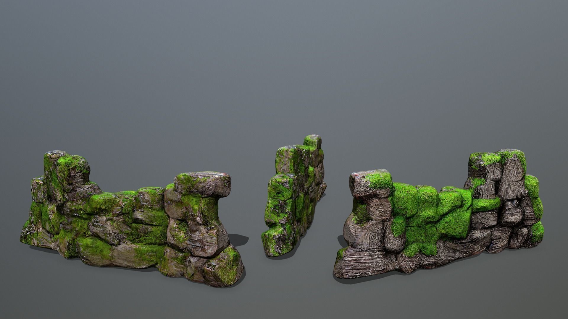Wall set Low-poly 3D model_4