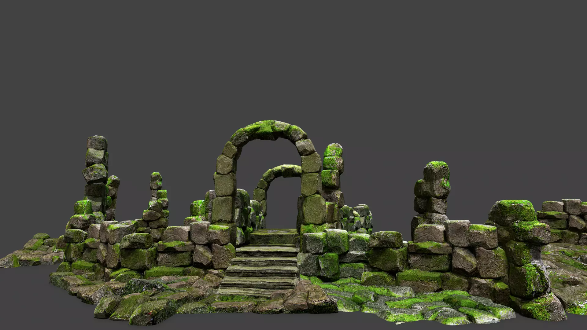 Wall set Low-poly 3D model_0