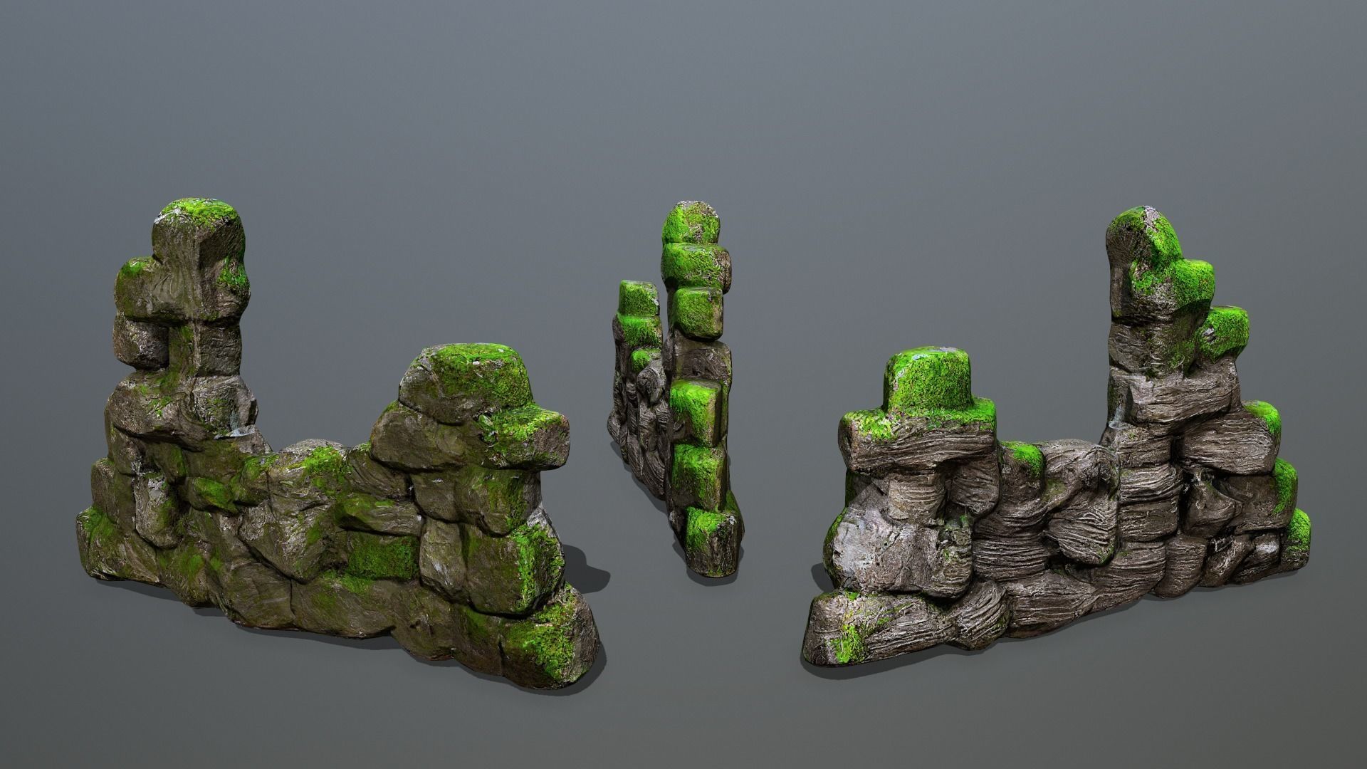 Wall set Low-poly 3D model_5