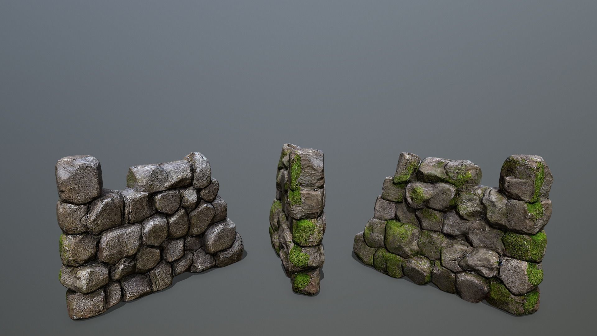 Wall set Low-poly 3D model_6
