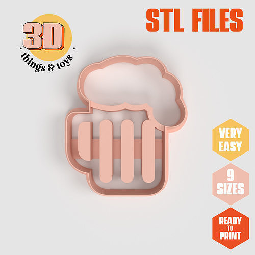 Beer Mug - Cookie Cutter Clay - Many Size 3D print model