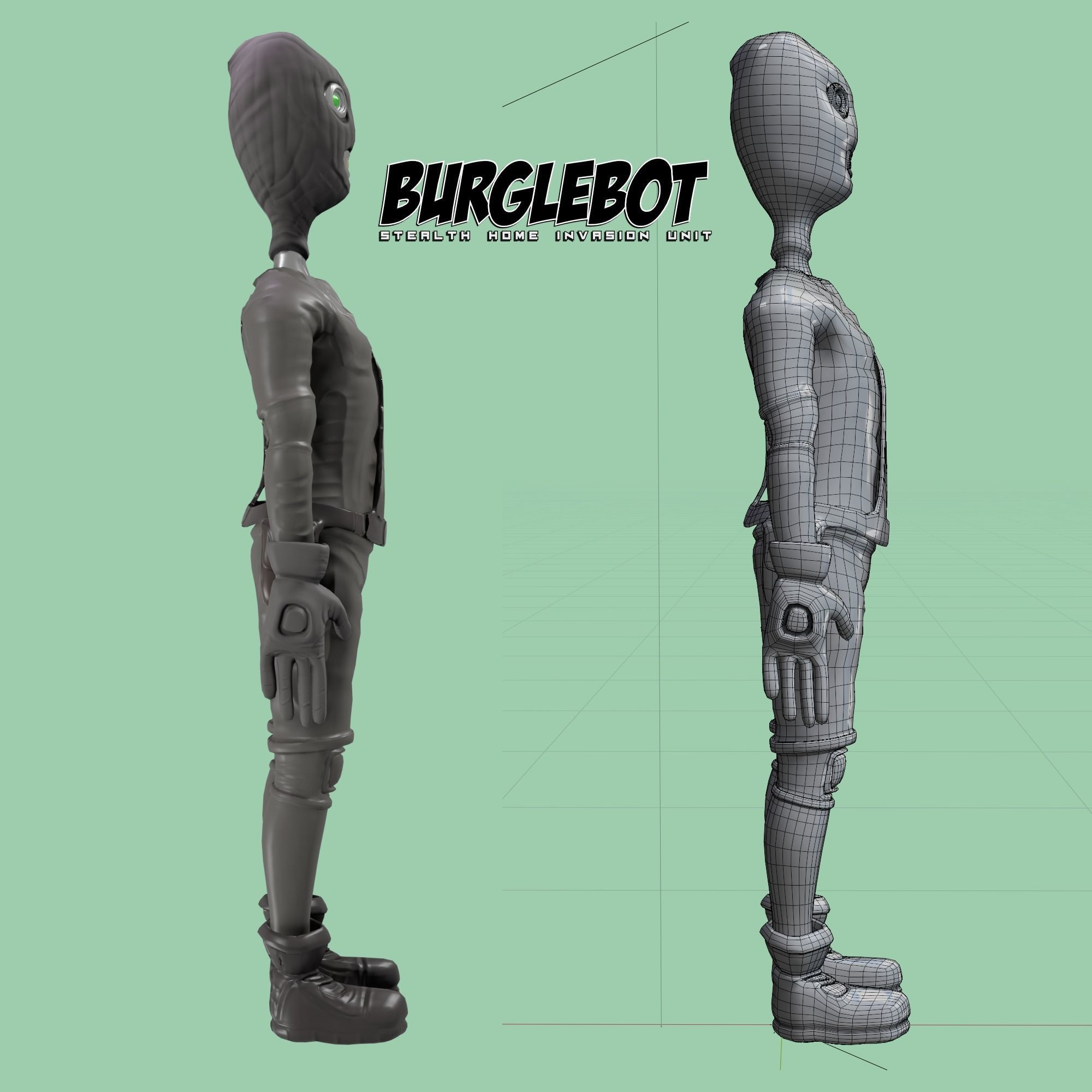 BurgleBot Low-poly 3D model_2