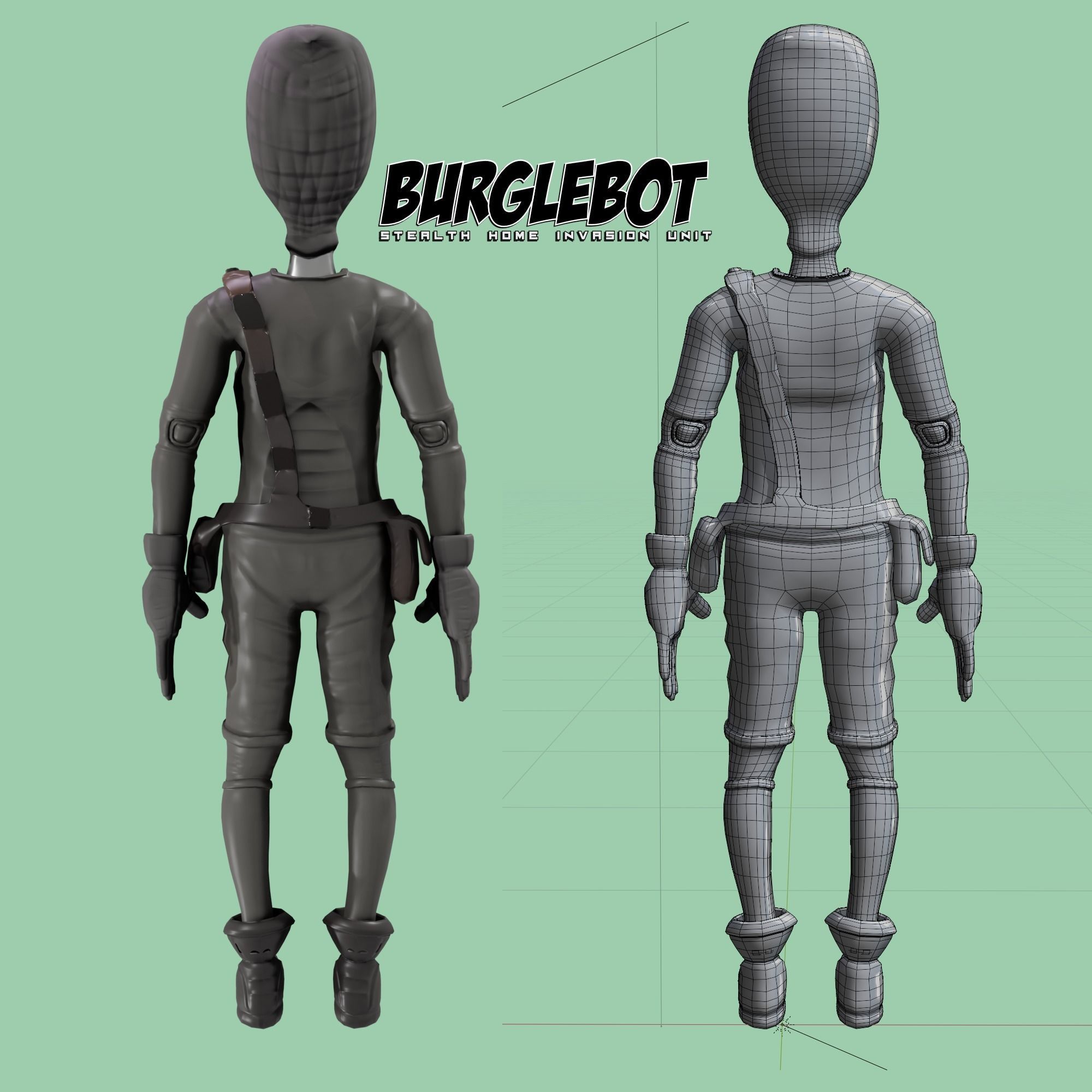 BurgleBot Low-poly 3D model_3