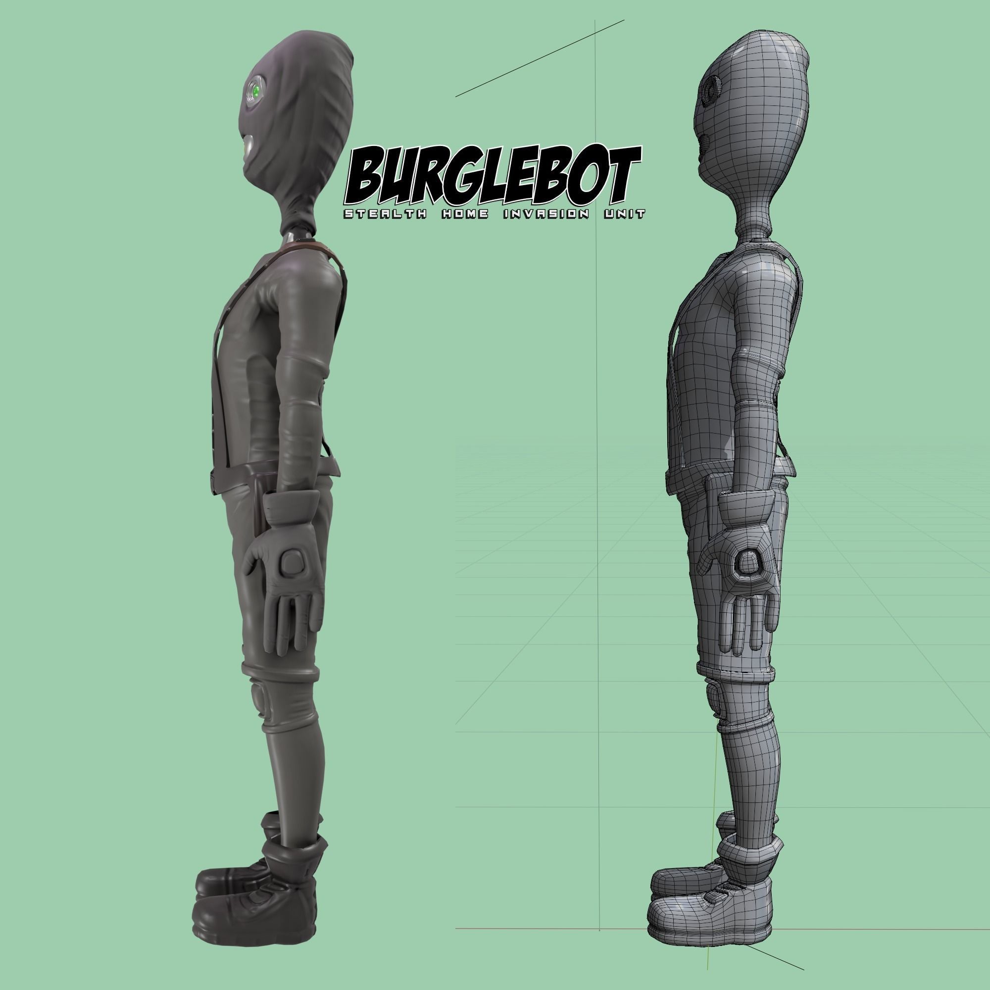 BurgleBot Low-poly 3D model_4