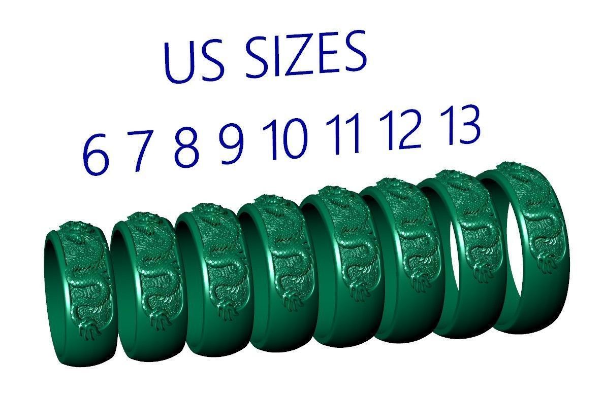 Dragons flower oriental band ring 3D print model_7