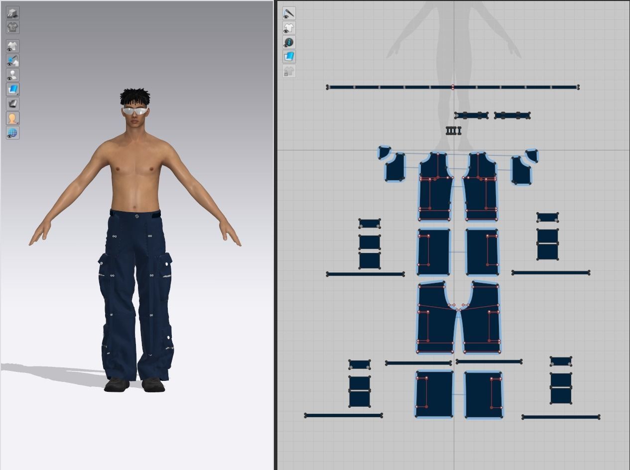 Pants Baggy Cargo with zipper CLO3D 3D model_4