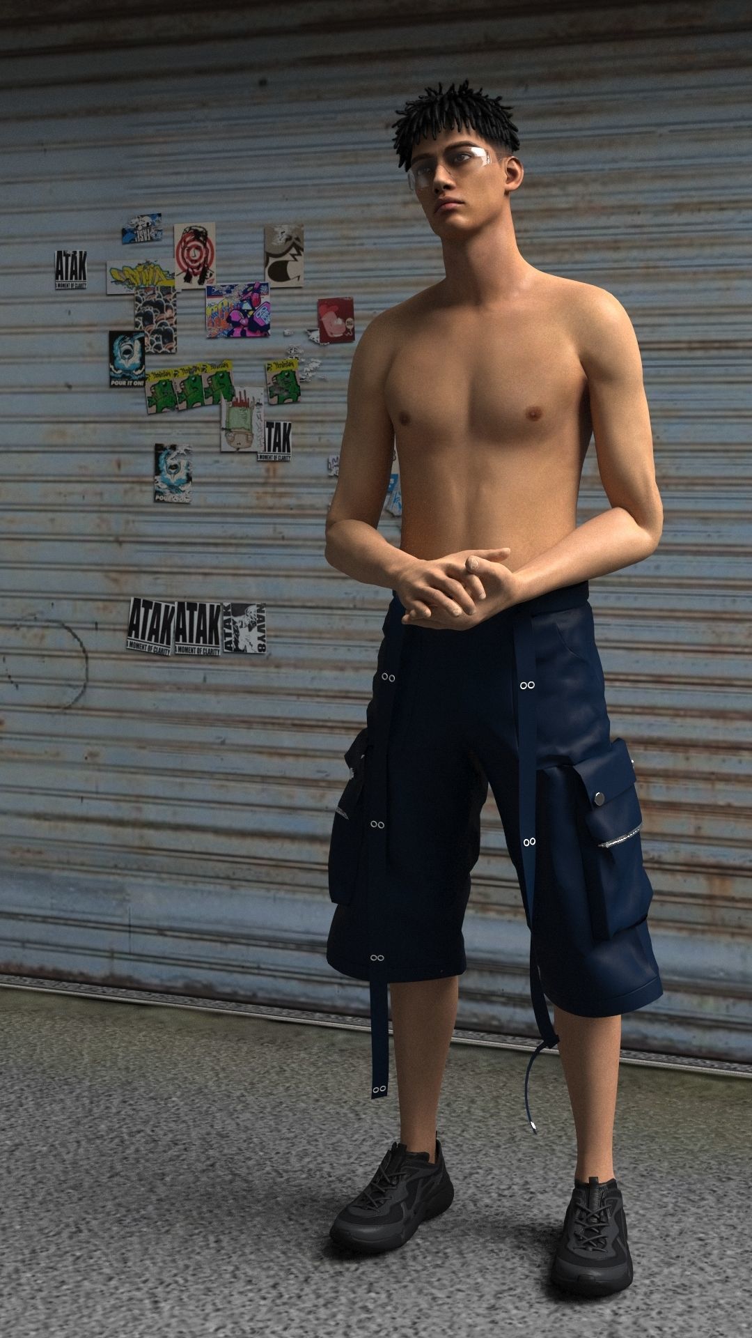 Pants Baggy Cargo with zipper CLO3D 3D model_1