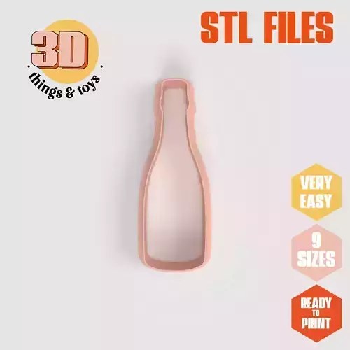 Bottle od Champagne - Cookie Cutter Clay - Many Size 3D print model