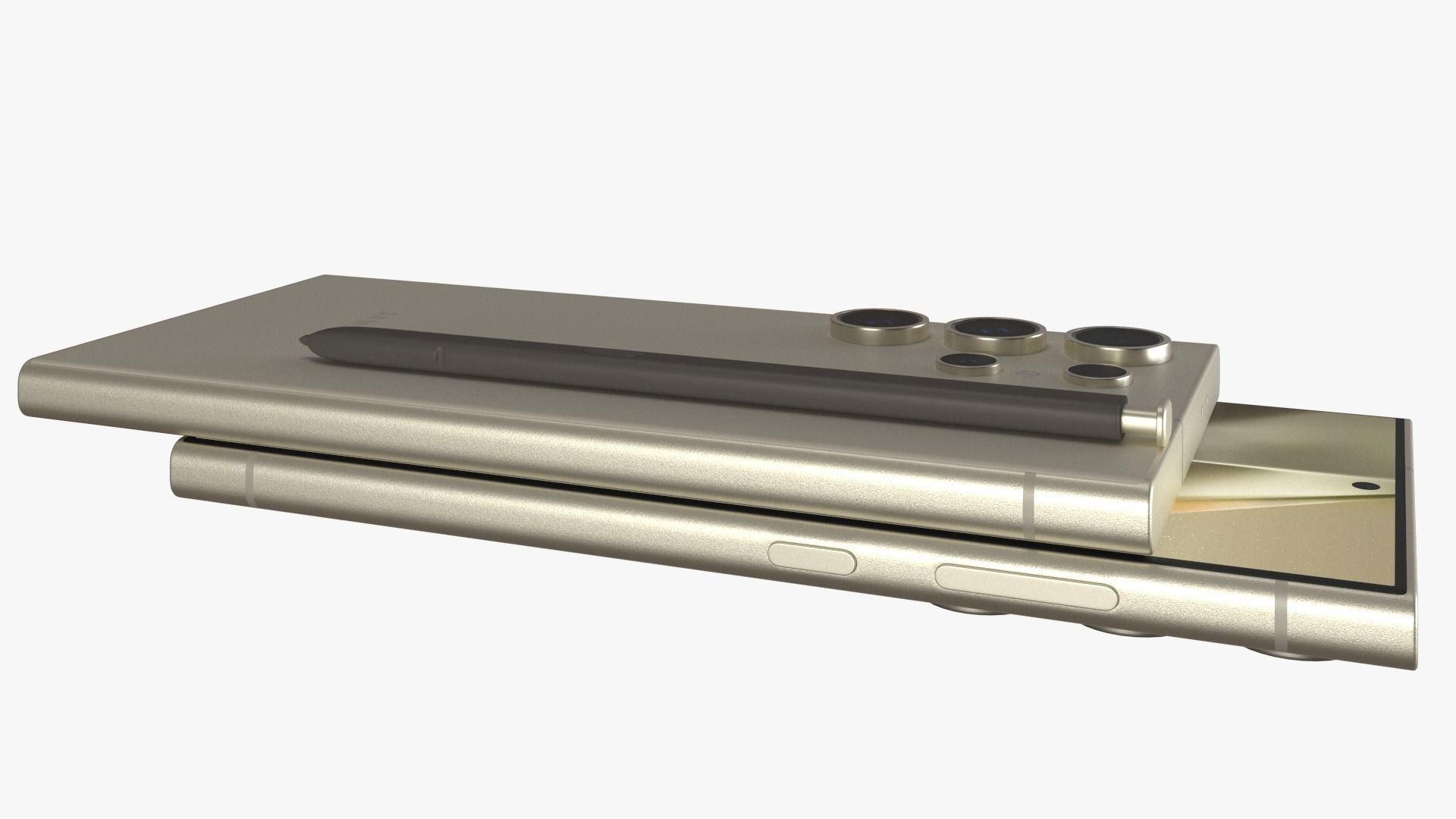 Galaxy S24 Ultra Titanium Yellow Low-poly 3D model_6