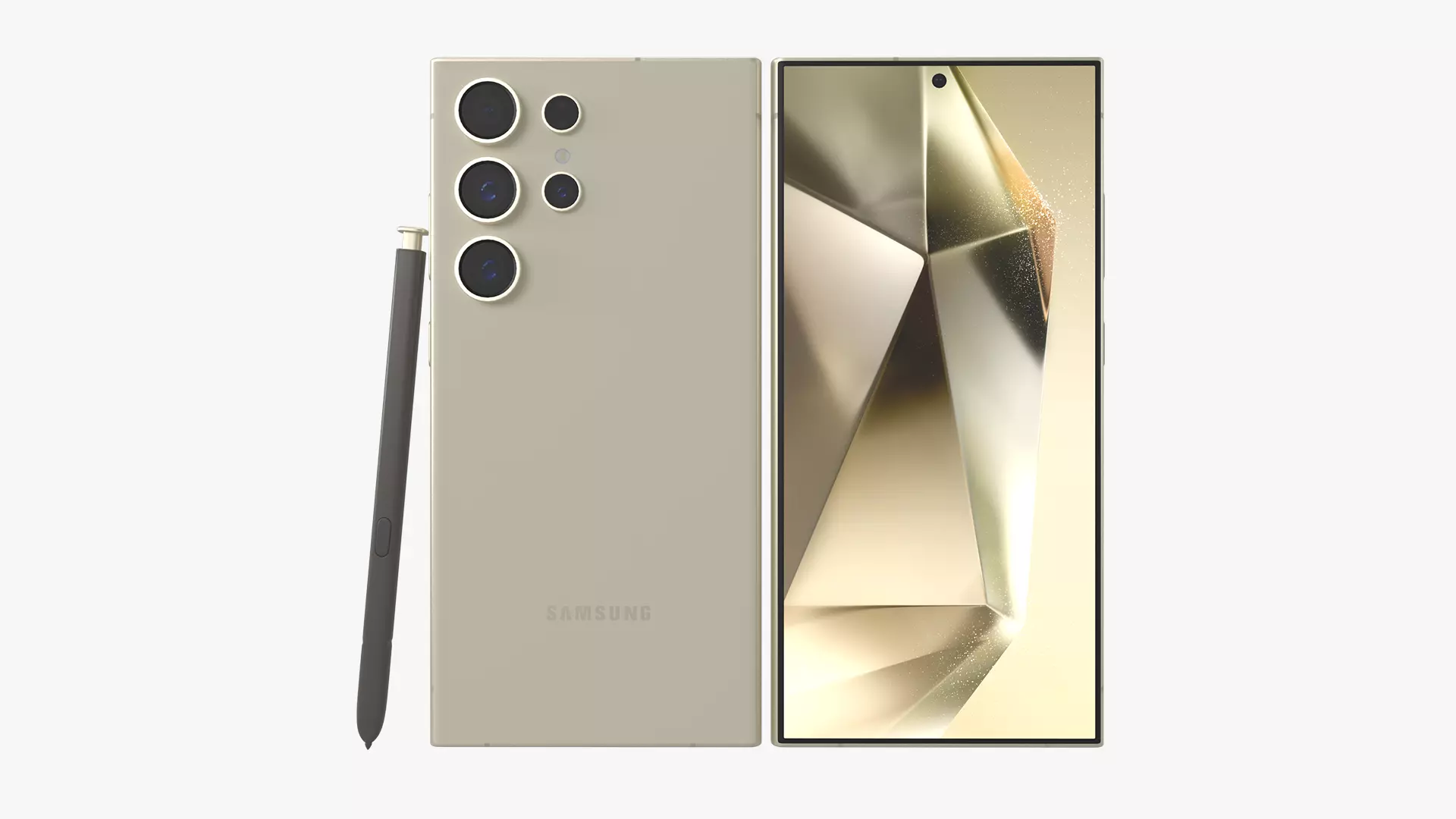 Galaxy S24 Ultra Titanium Yellow Low-poly 3D model_0