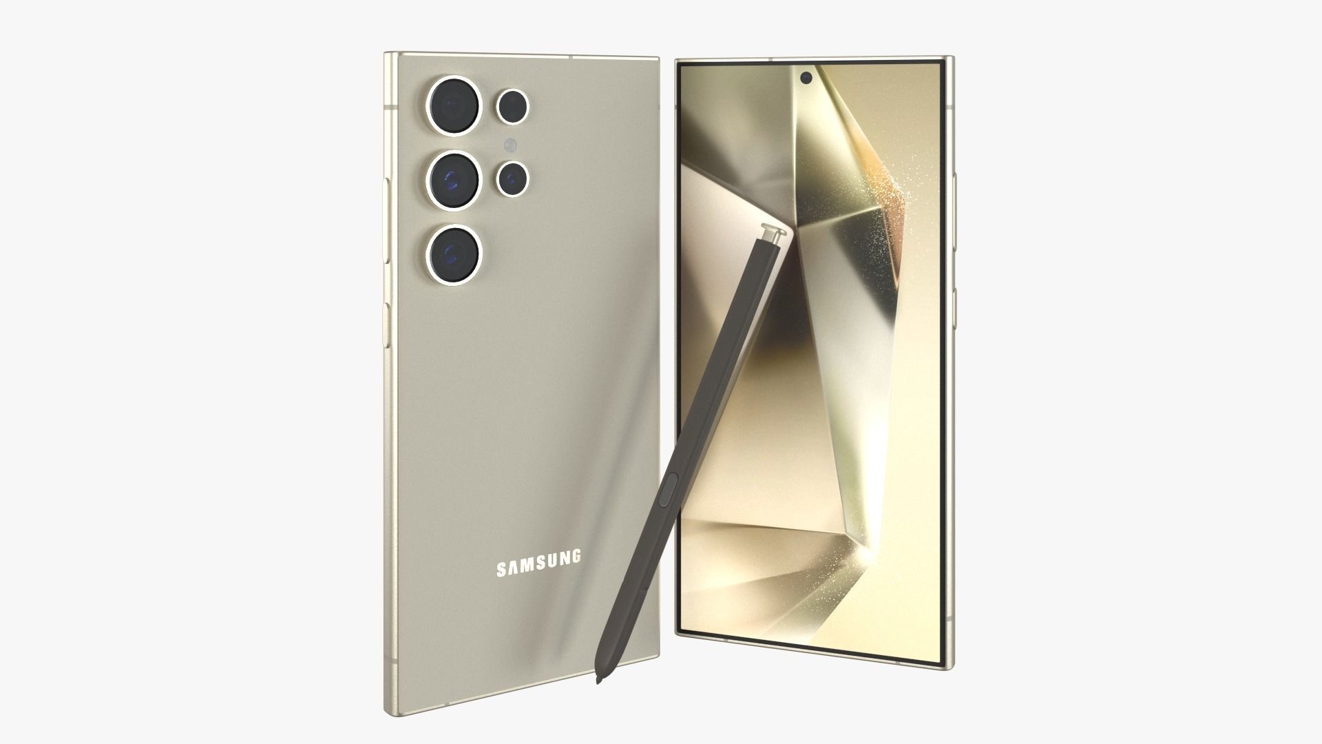 Galaxy S24 Ultra Titanium Yellow Low-poly 3D model_8