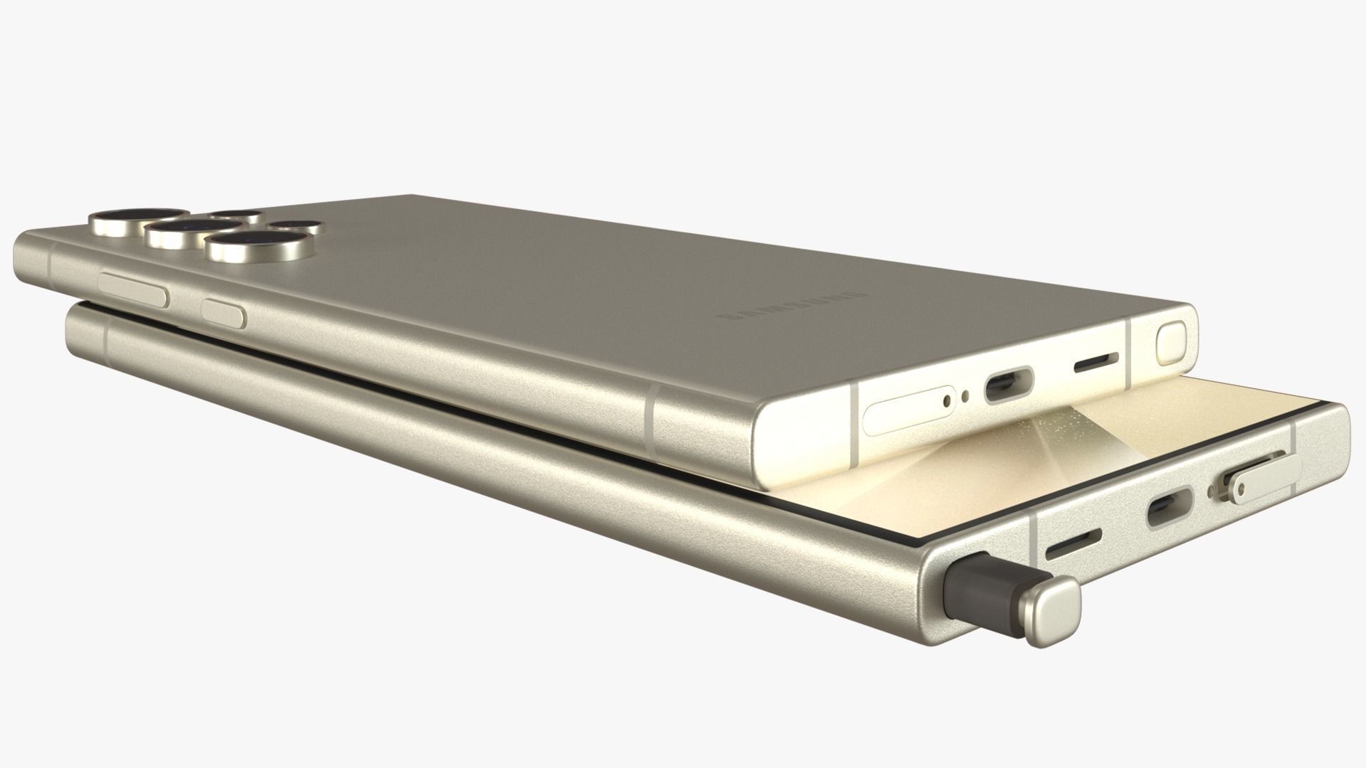 Galaxy S24 Ultra Titanium Yellow Low-poly 3D model_5