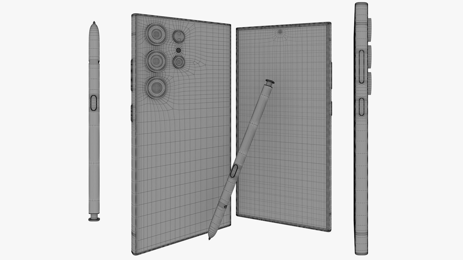 Galaxy S24 Ultra Titanium Yellow Low-poly 3D model_14