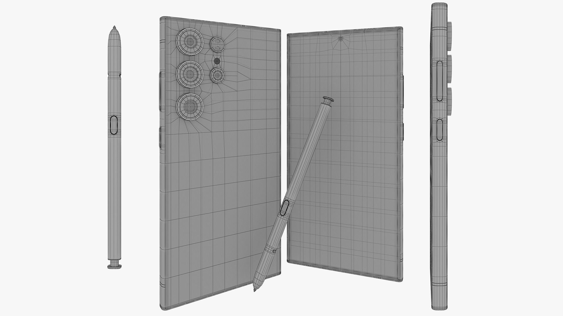 Galaxy S24 Ultra Titanium Yellow Low-poly 3D model_13