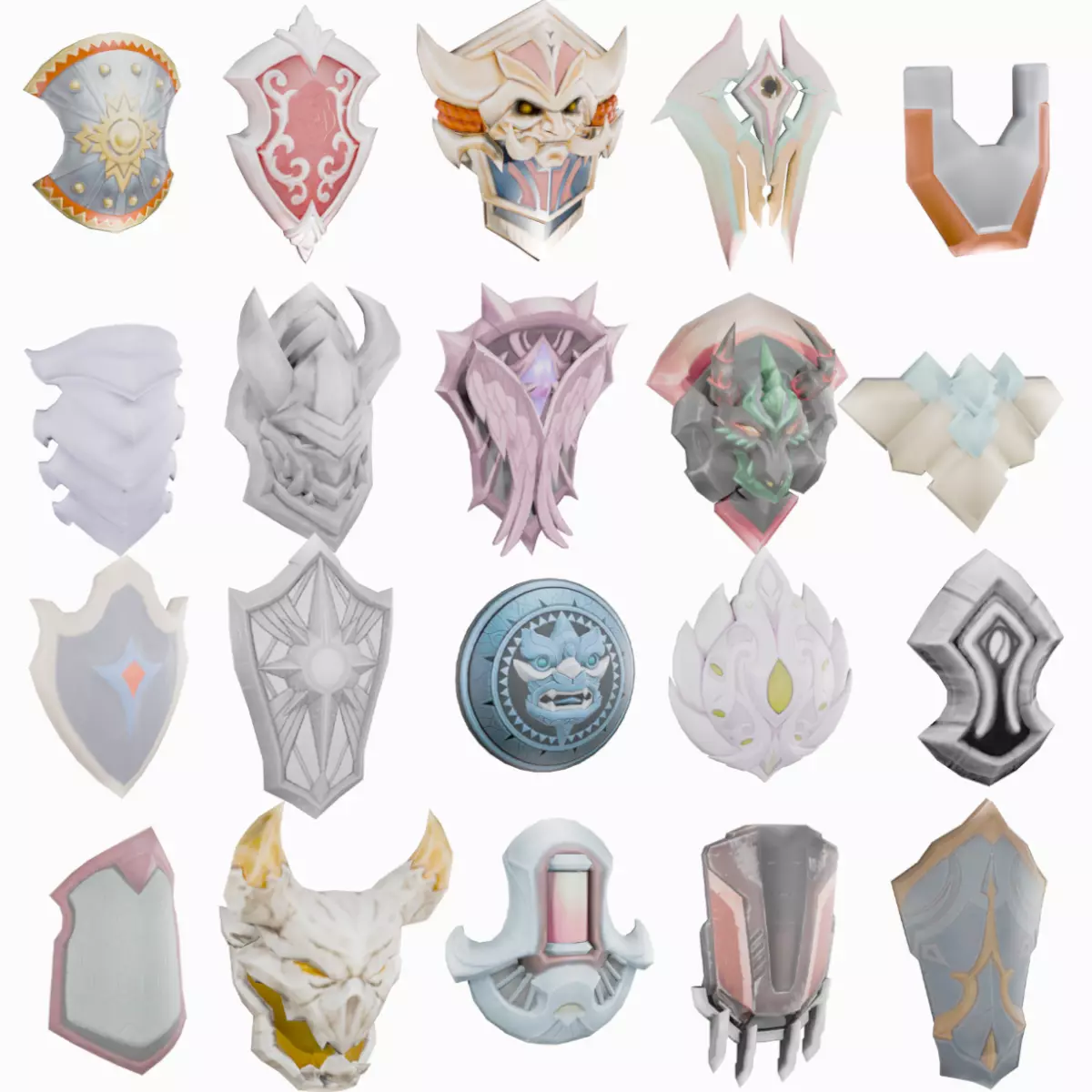 20 STYLIZED SHIELD MODELS PACK 1 - LOW POLY MODEL Low-poly 3D model