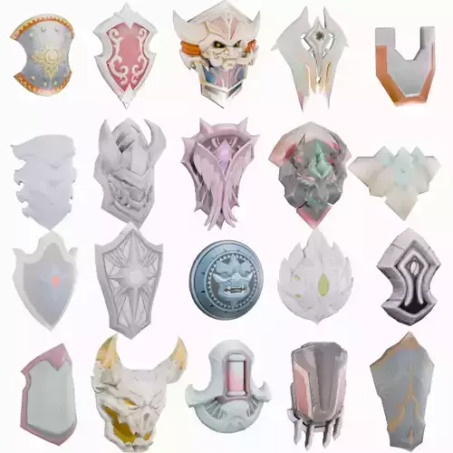 20 STYLIZED SHIELD MODELS PACK 1 - LOW POLY MODEL