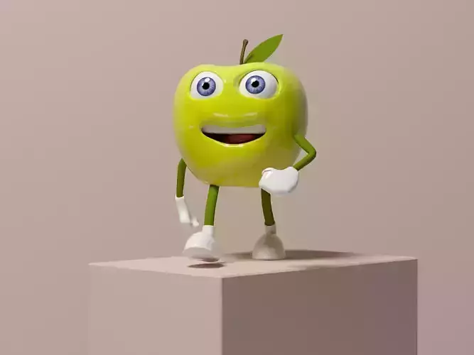 Apple Character Mascot  Low-poly 3D model